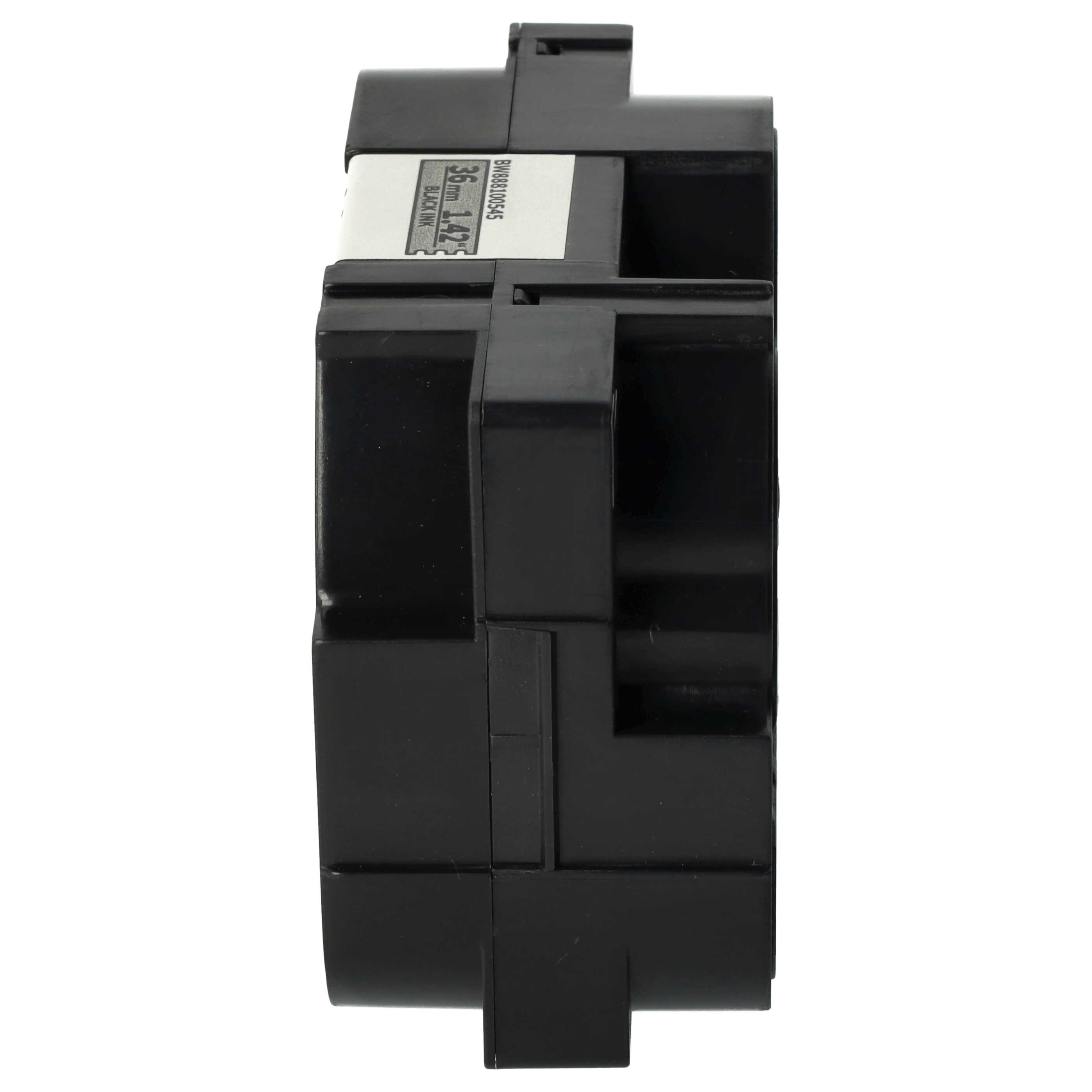 Label Tape replaces Brother AHe-M961, HGE-M961, HGEM961 - 36 mm Black to Matt-Silver