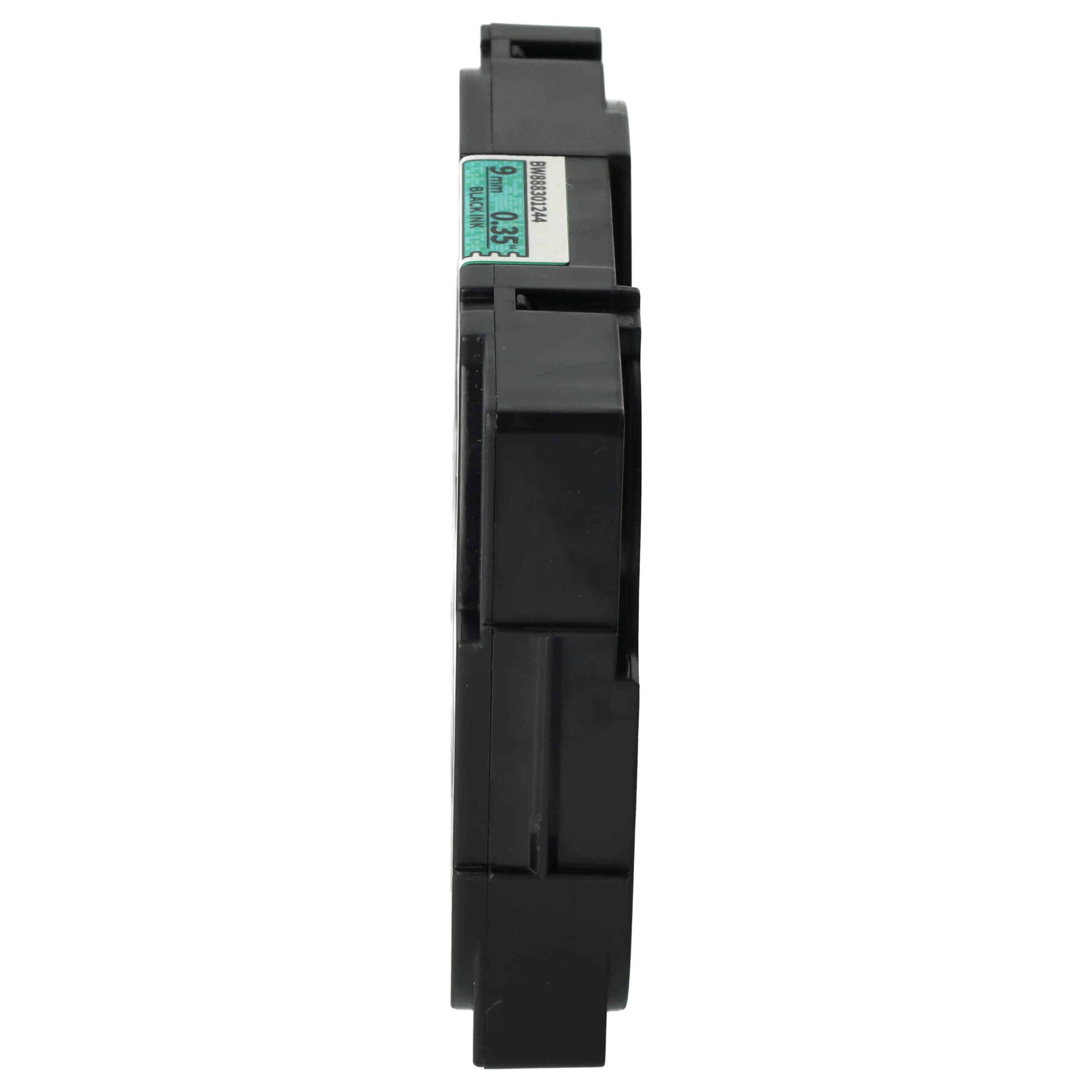 Label Tape as Replacement for Brother TZE-721L1 - 9 mm Black to Green (Glitter)