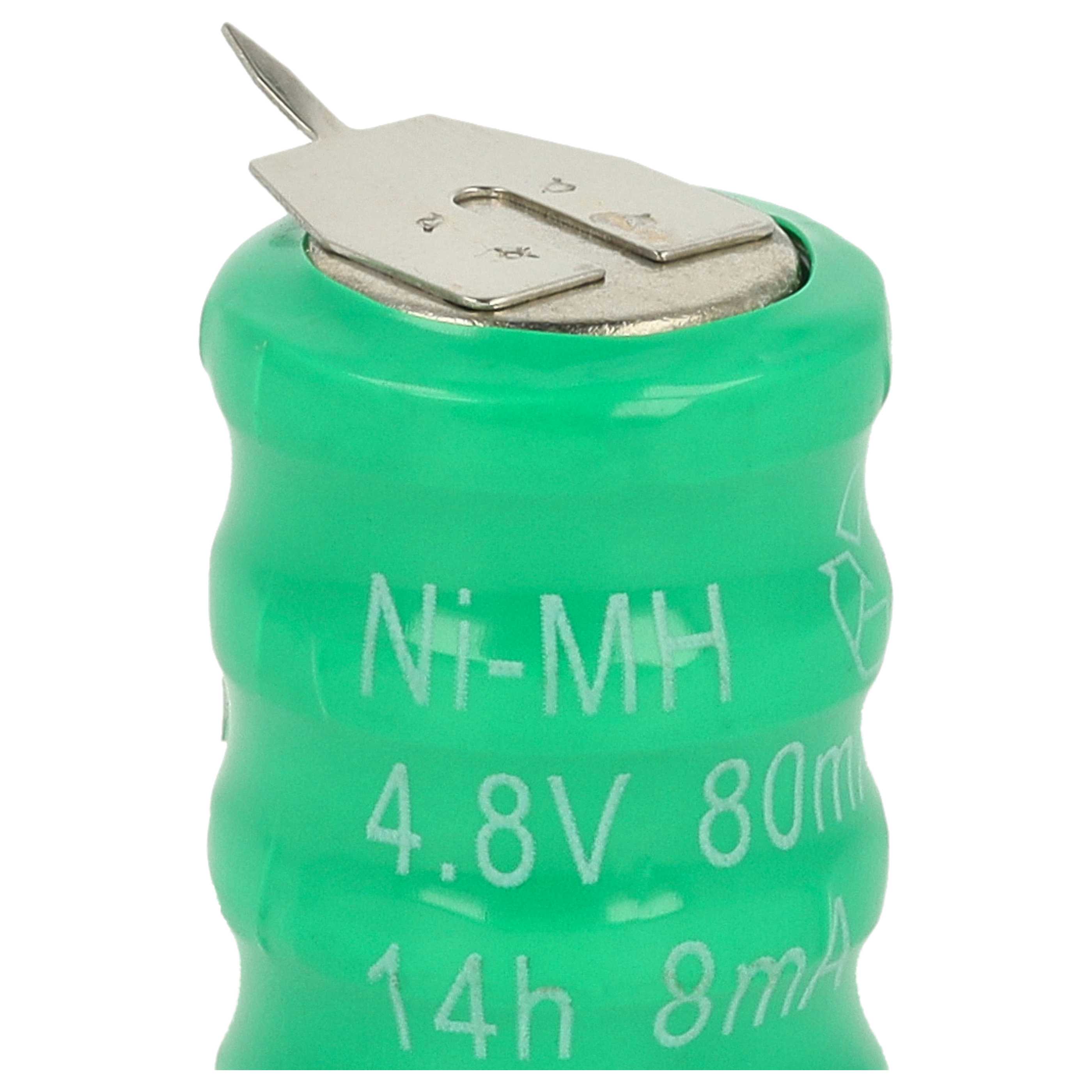 5x Button Cell Battery Type V80H 3 Pins for Model Building Solar Lamps etc. - 80 mAh 4.8 V NiMH