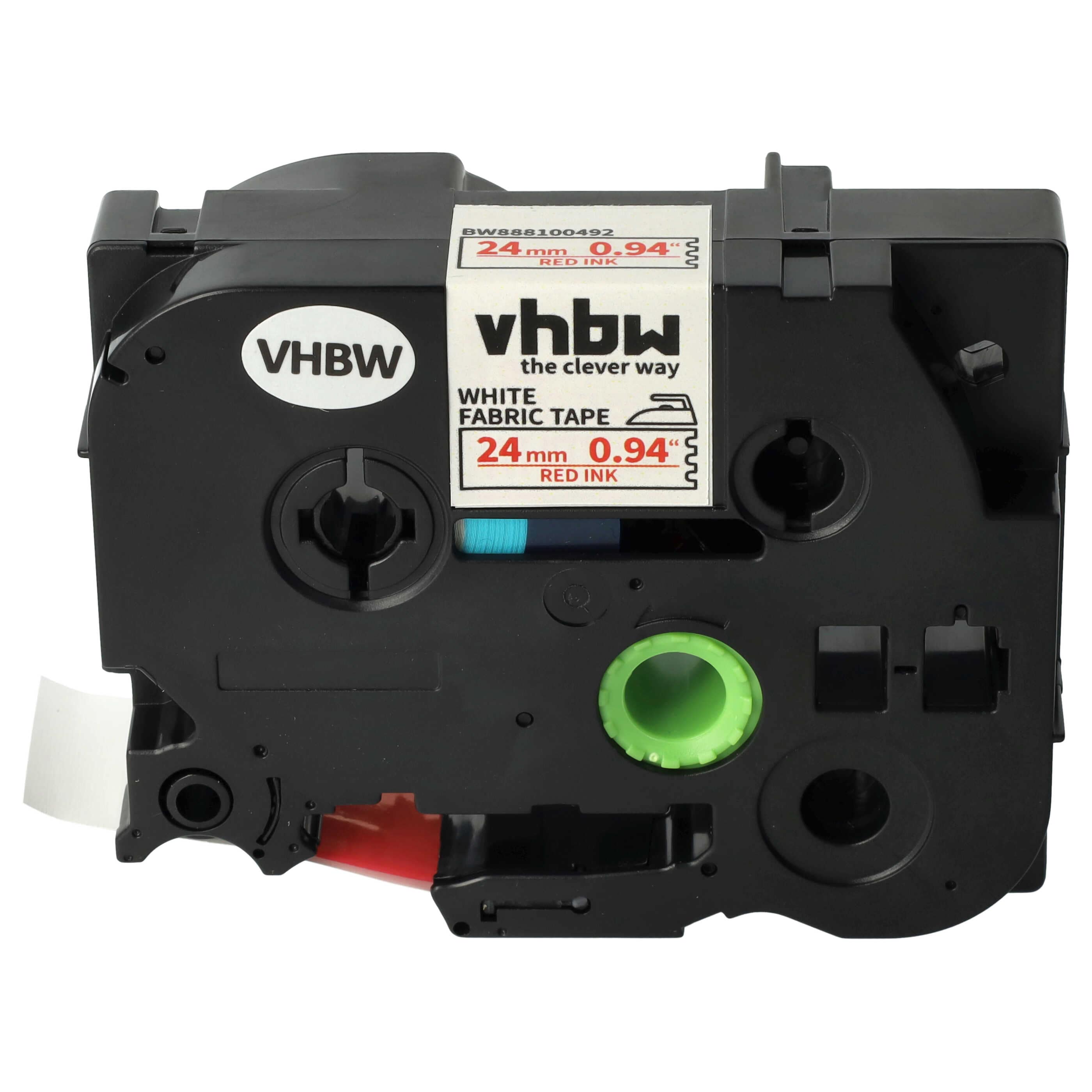 Label Tape replaces Brother TZE-FA5R - 24 mm Red to White, Iron-On