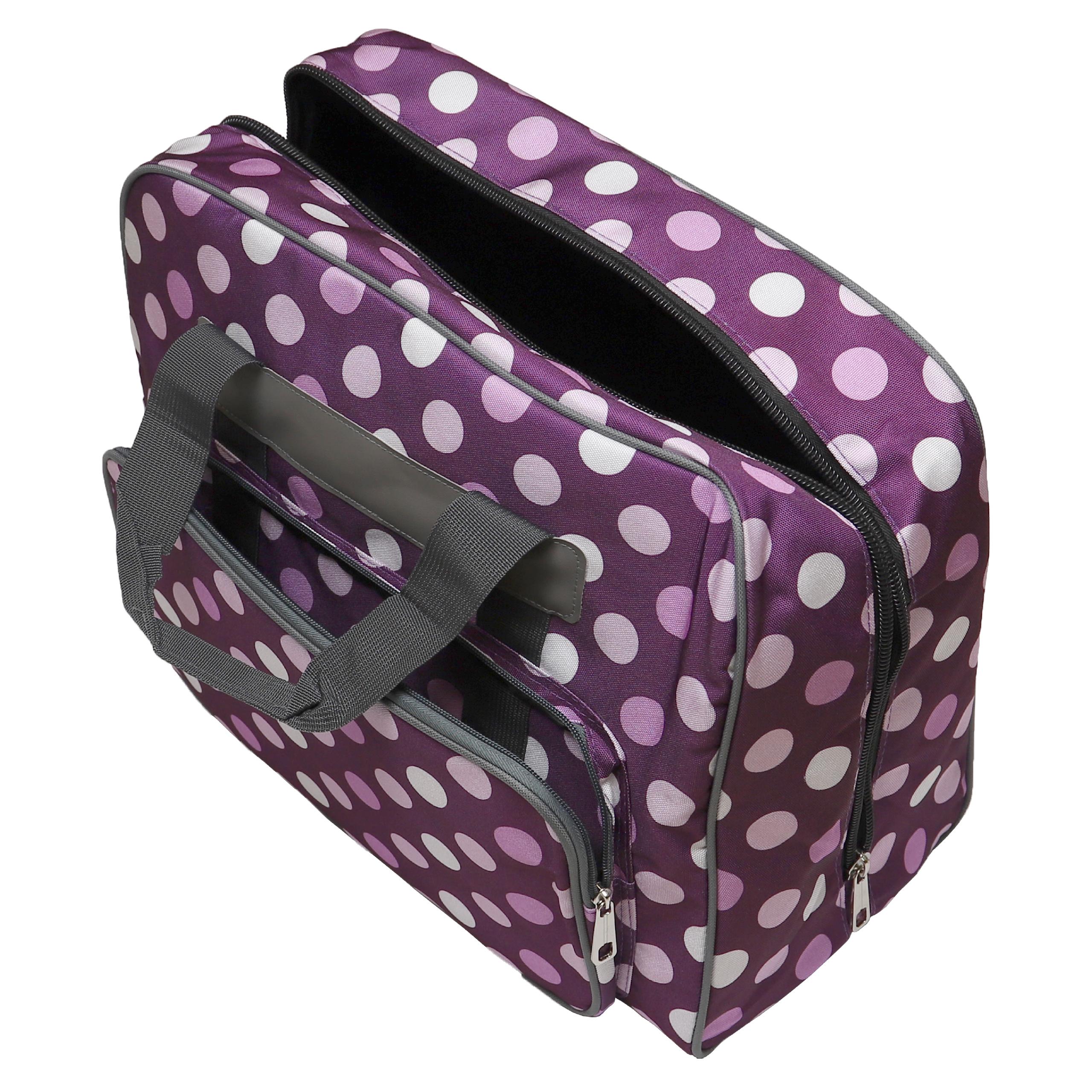 vhbw Carrying Bag Sewing Machines - Transport and Storage Case, 48 x 24 x 31.8 cm Purple with Spots