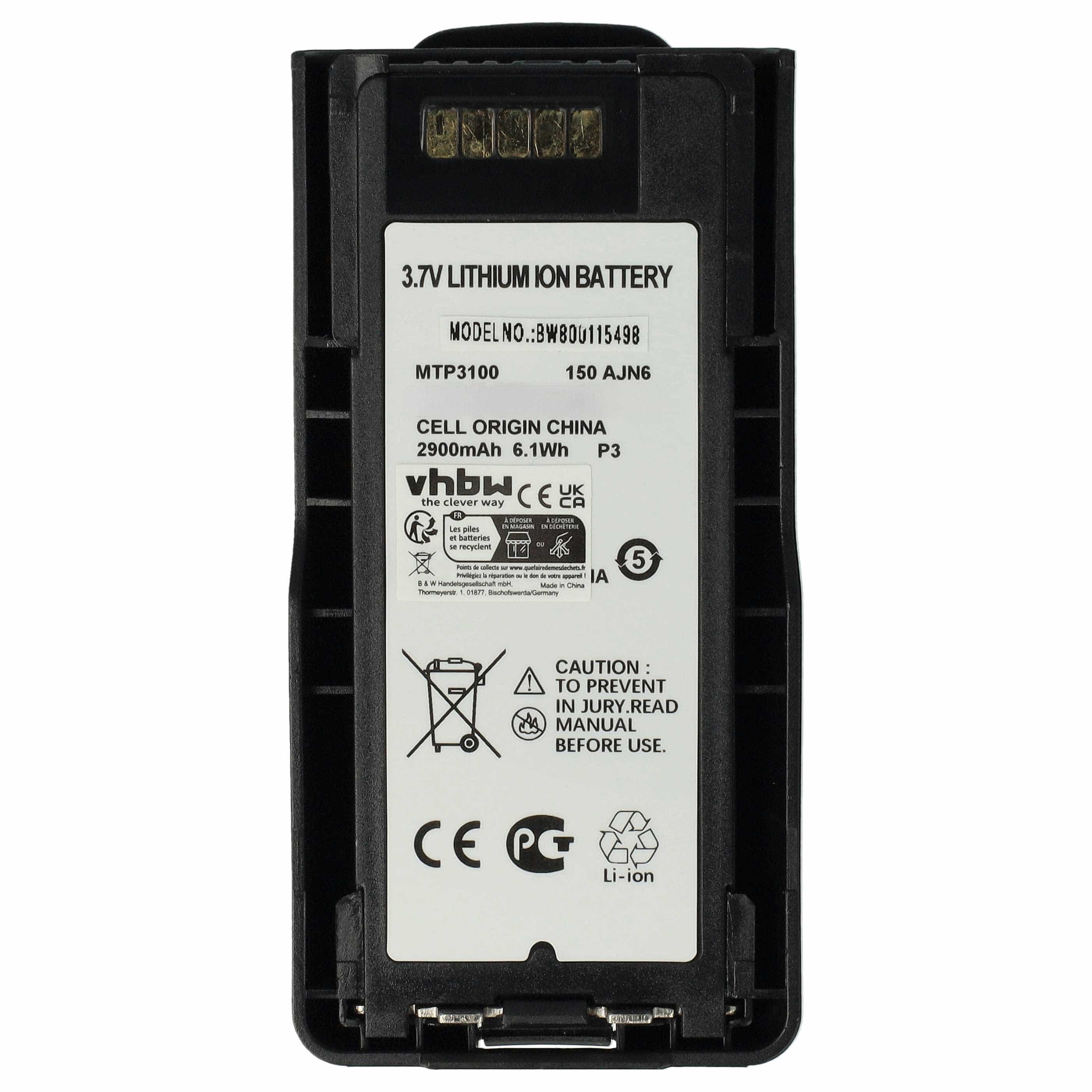 Radio 10x Battery replaces Motorola NNTN8020B, NNTN8020AC, NNTN8020A, NNTN8020 - 2900 mAh 3.7 V Li-Ion