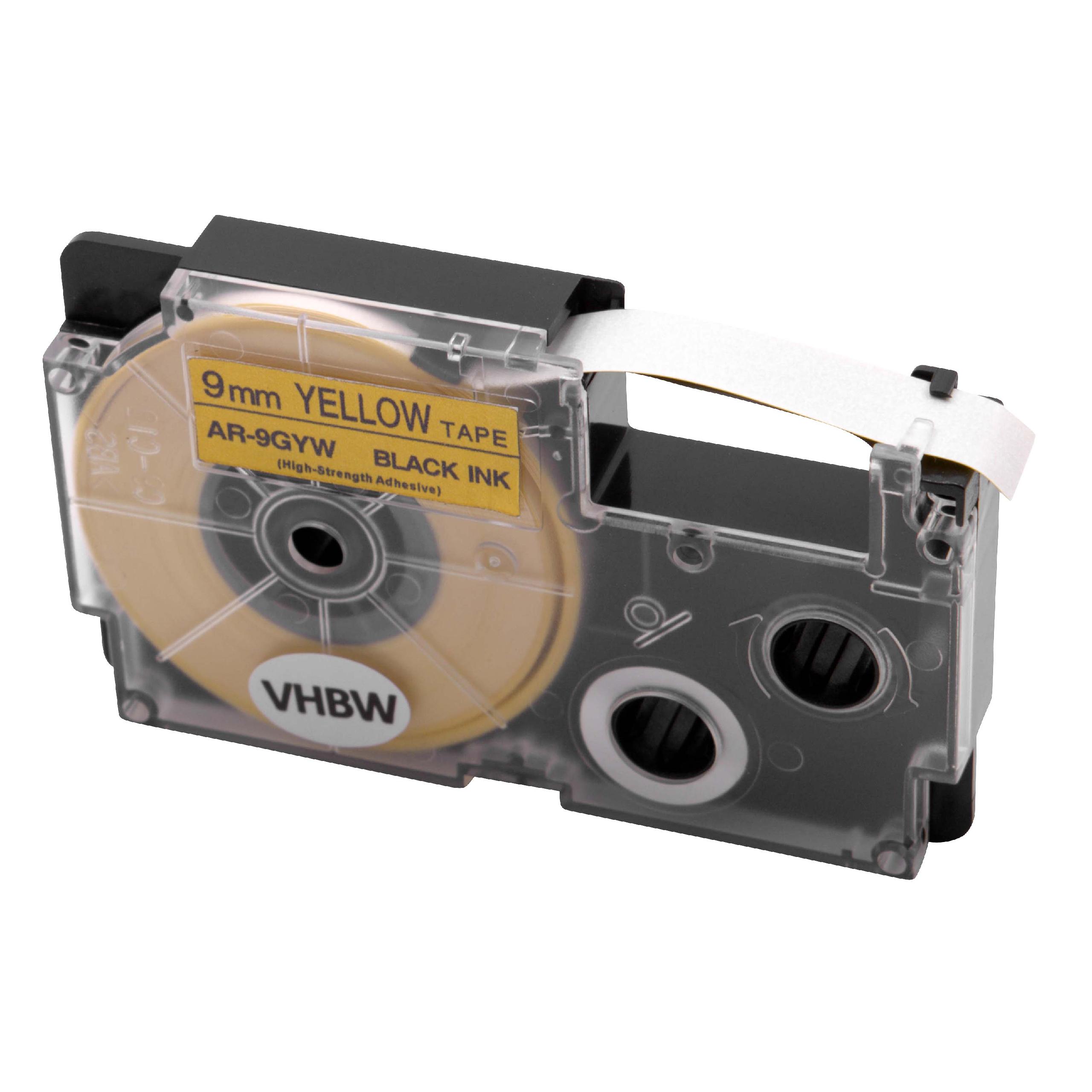 Cassetta nastro sostituisce Casio XR-9GYW per etichettatrice Casio 9mm nero su giallo
