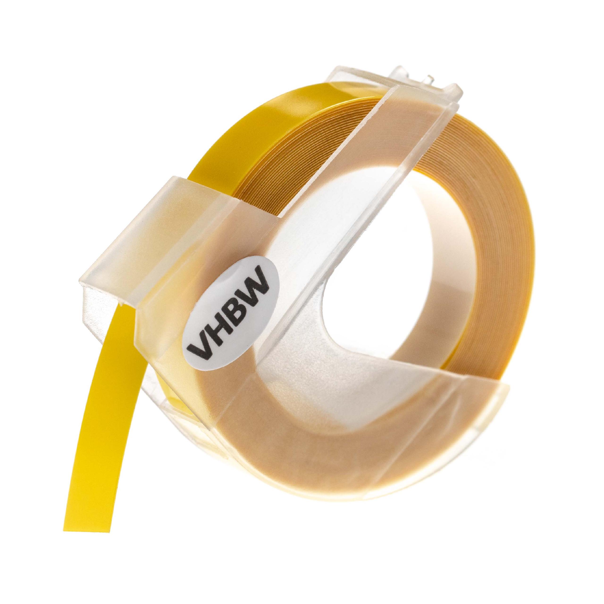 Nastro goffratura 3D sostituisce Dymo 0898220, S0898220 per etichettatrice Motex 9mm bianco su giallo chiaro