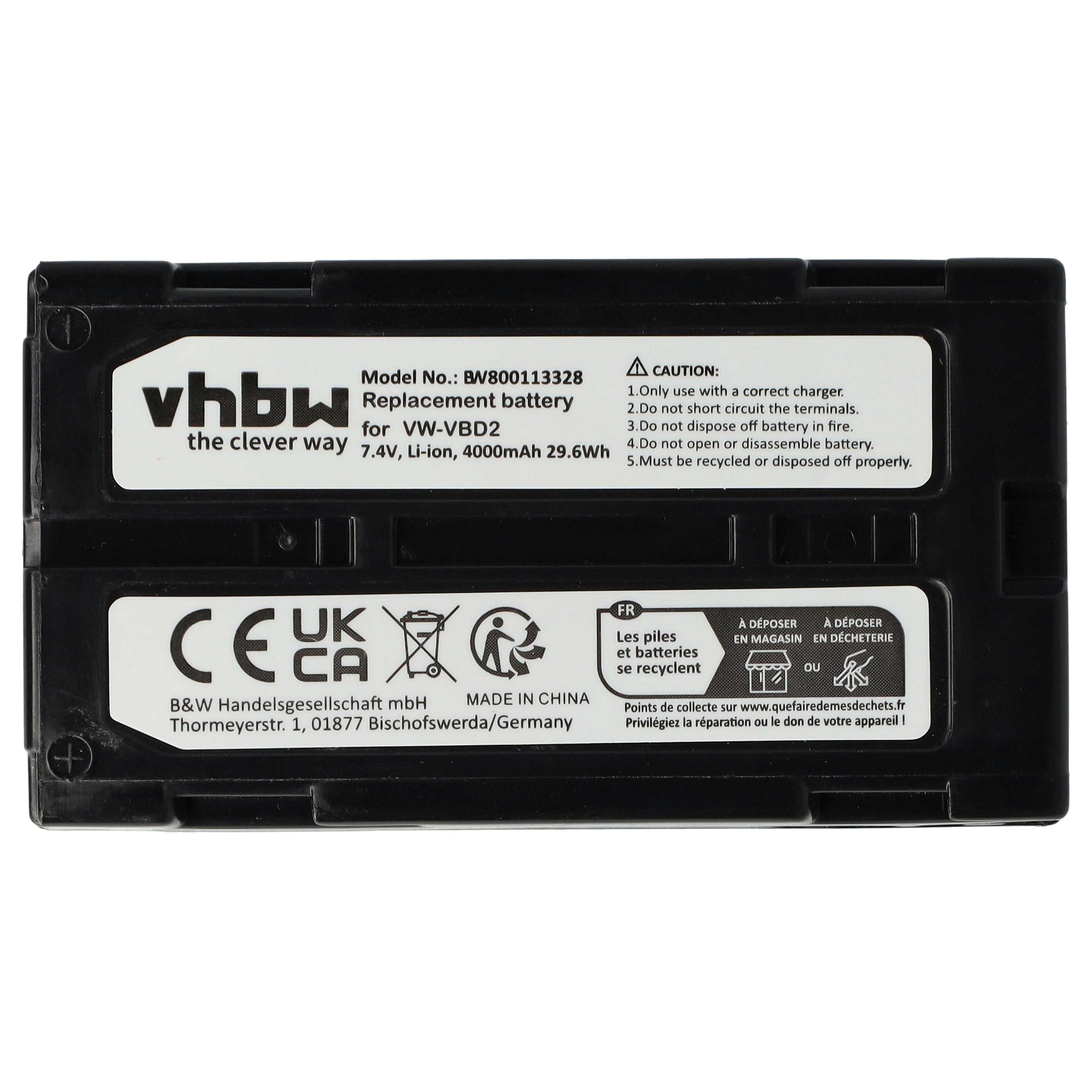 Batteria per videocamera sostituisce Hitachi VM-BPL13J, VM-BPL13A, VM-BPL13, M-BPL30 - 4000mAh 7,4V Li-Ion