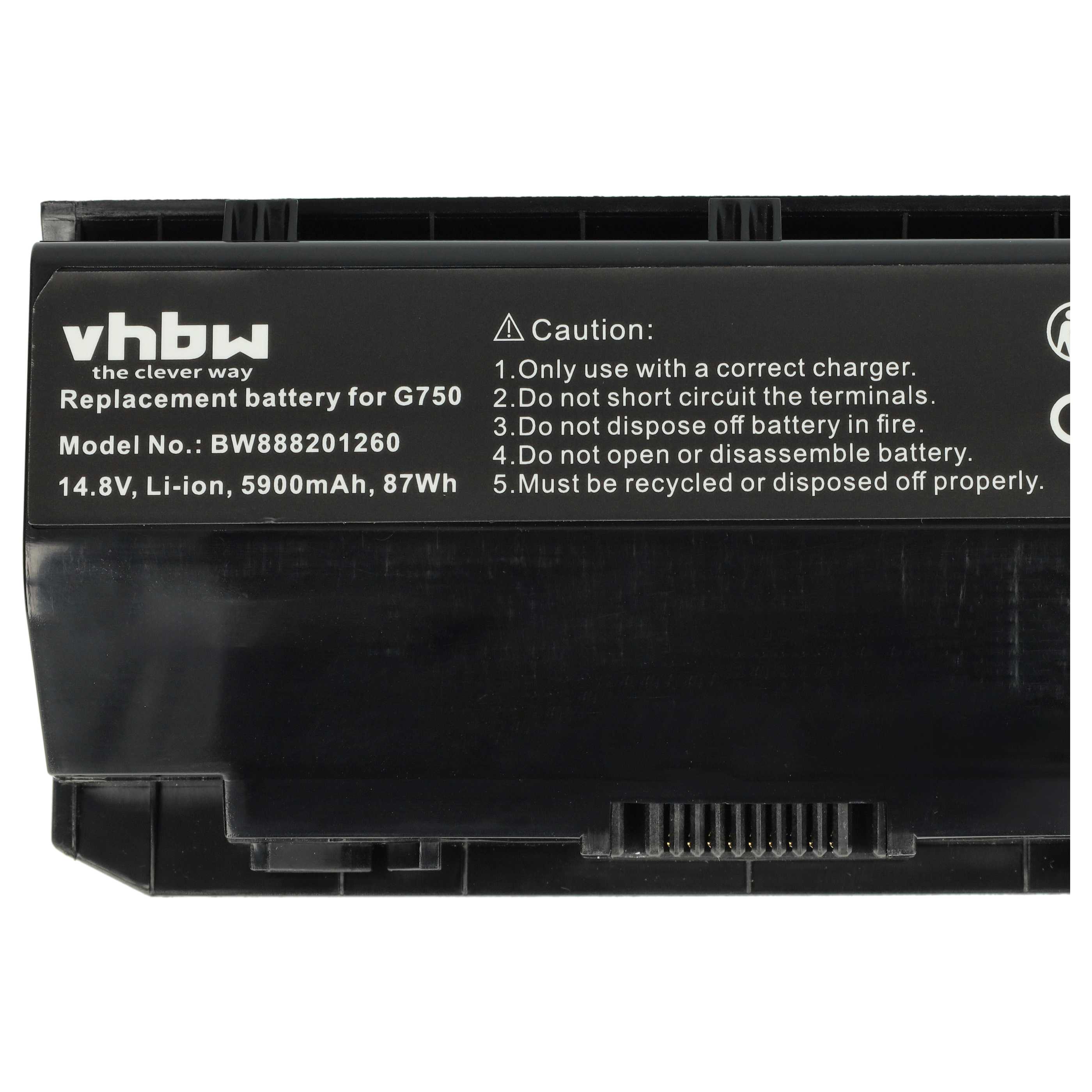Batteria sostituisce Asus 0B110-0020000M, A42-G750 per notebook - 5900mAh 14,8V Li-Poly nero