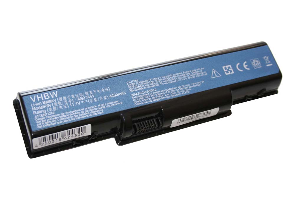 Batterie remplace Acer AS07A71, AS07A75 pour ordinateur portable - 4400mAh 11,1V Li-ion, noir