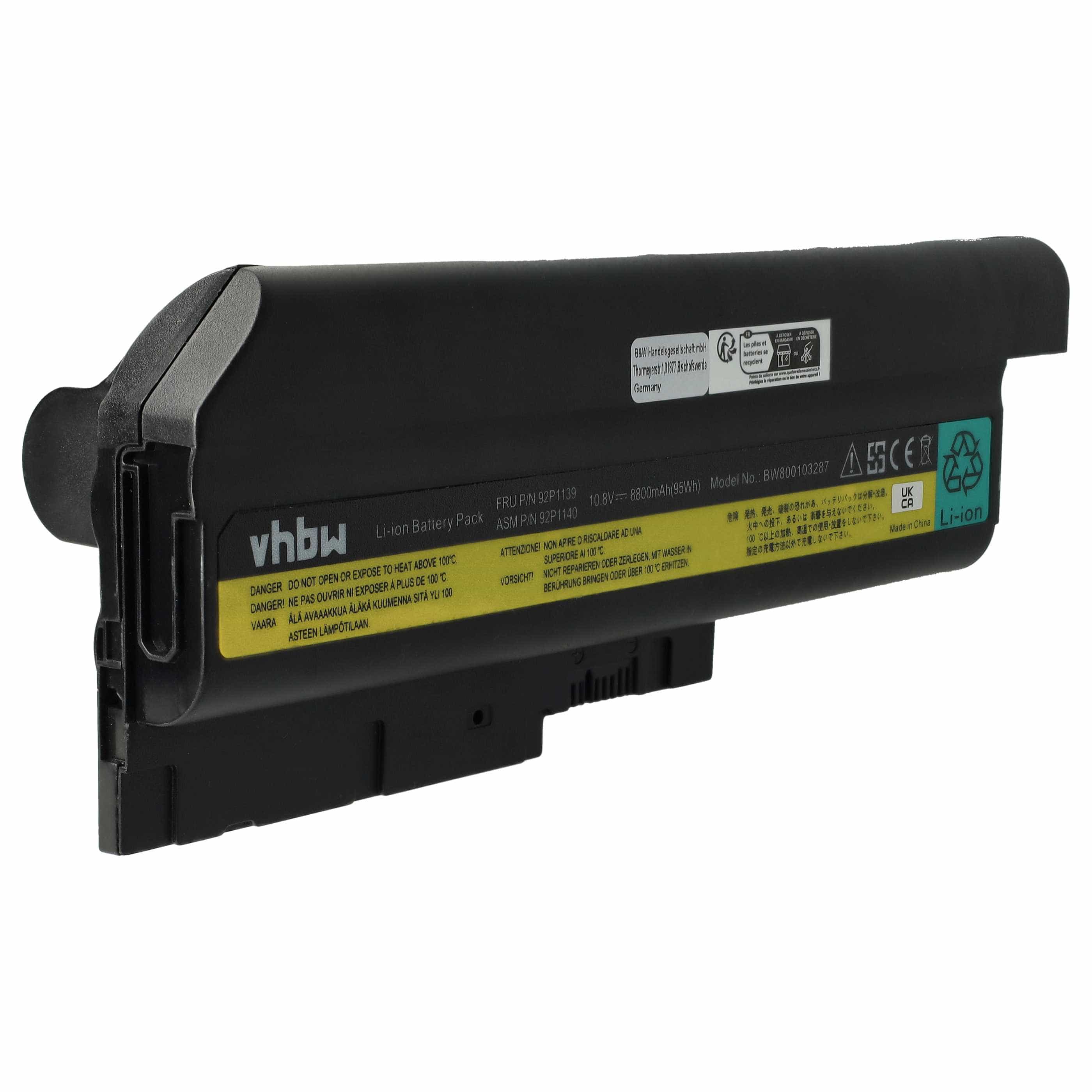 Batería reemplaza IBM / Lenovo 40Y6797, 40Y6798, 40Y6799, 40Y6795 para notebook - 8800 mAh 10,8 V Li-Ion negro