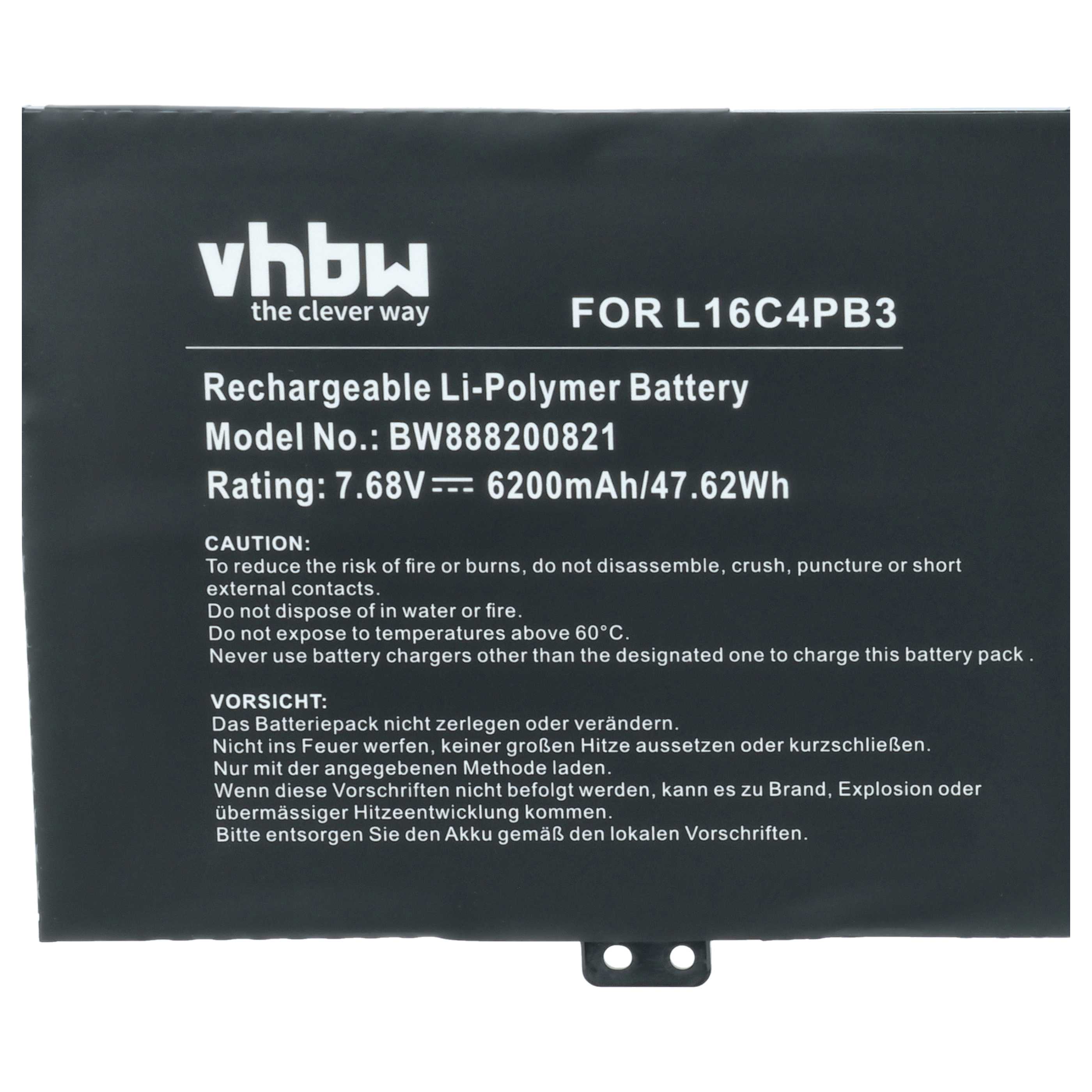 Akumulator do laptopa zamiennik Lenovo L16L4PB3, L16C4PB3, L16M4PB3 - 6200 mAh 7,68 V LiPo, czarny