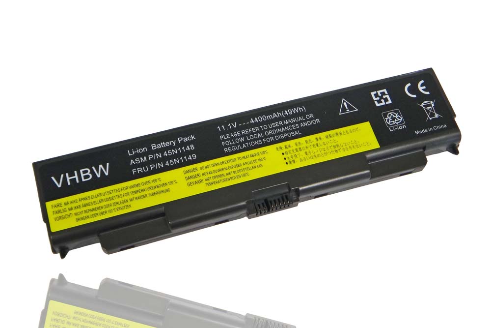 Notebook Battery Replacement for Lenovo 45N1144, 0C52863, 0C52864, 0A36302 - 4400mAh 11.1V Li-Ion, black