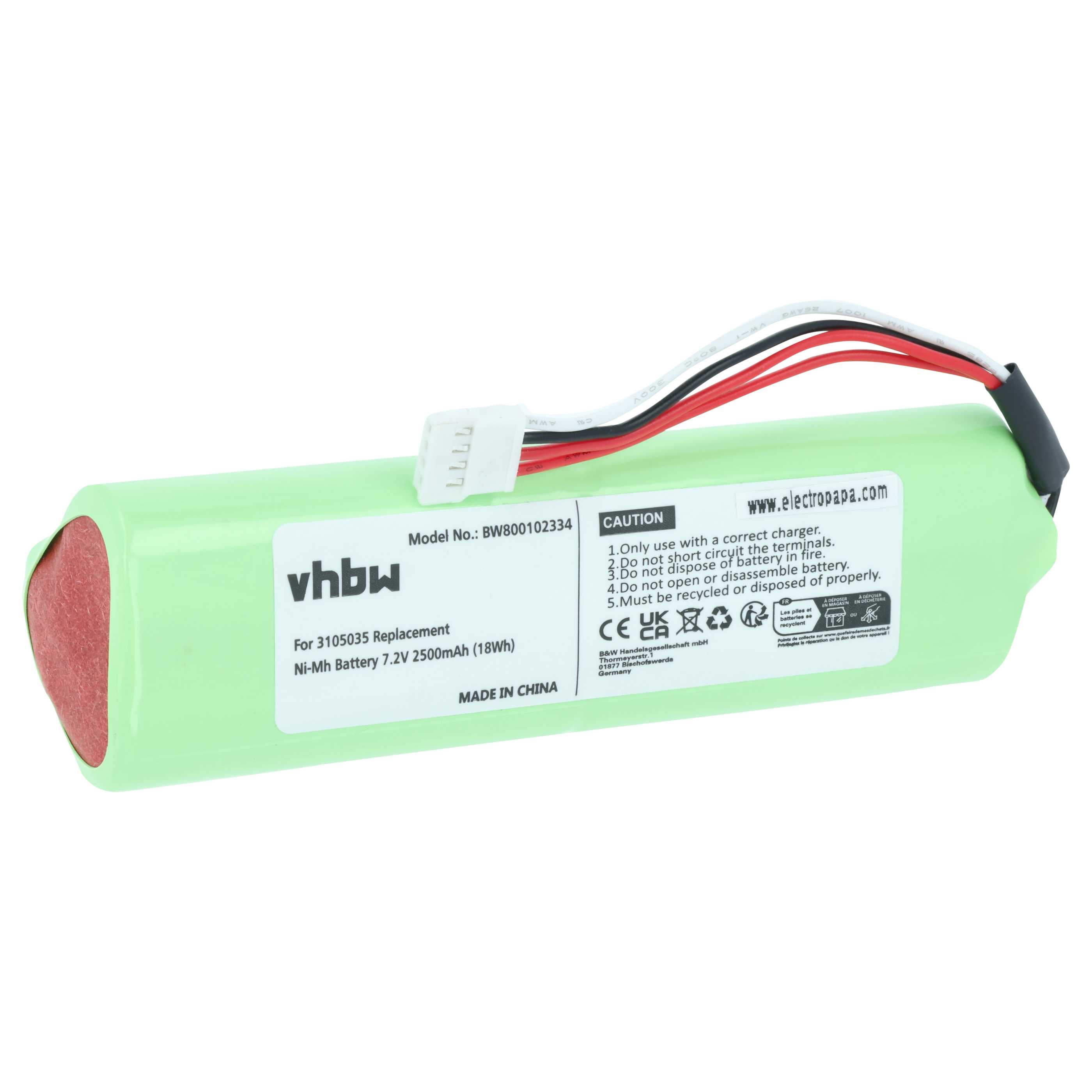 Batería reemplaza Fluke 3105035, 3524222 para dispositivo medición (2500 mAh, 7,2 V, NiMH)
