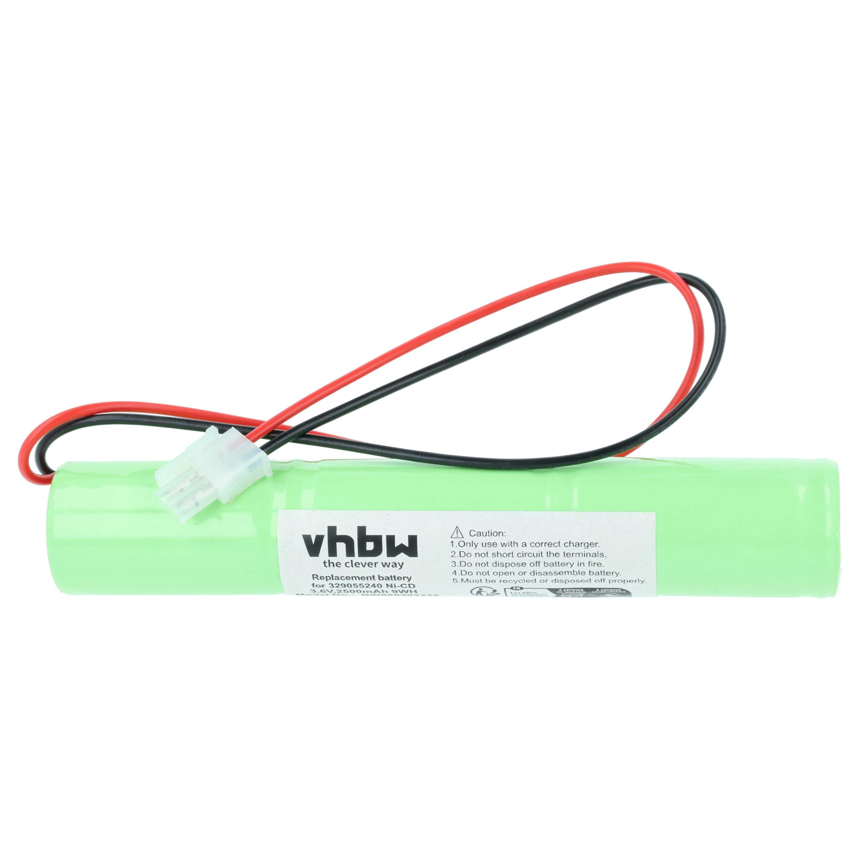 2x Batería reemplaza BAES 329055240 para iluminación emergencia (2500 mAh, 3,6 V, NiCd)