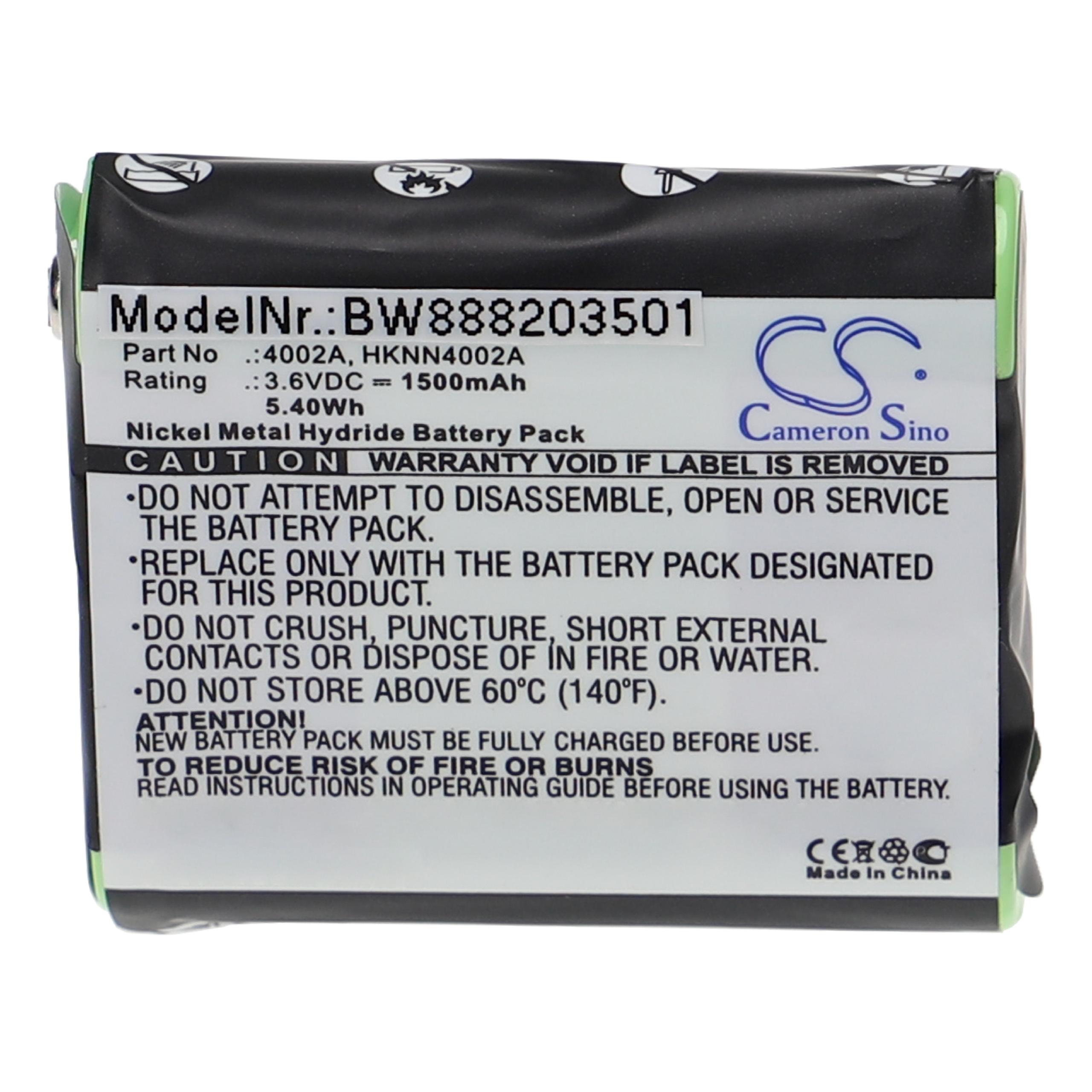 Radio Battery Replacement for Motorola 4002A, 56315, AP-4002, AP-4002H, 1532, 53615 - 1500mAh 3.6V NiMH