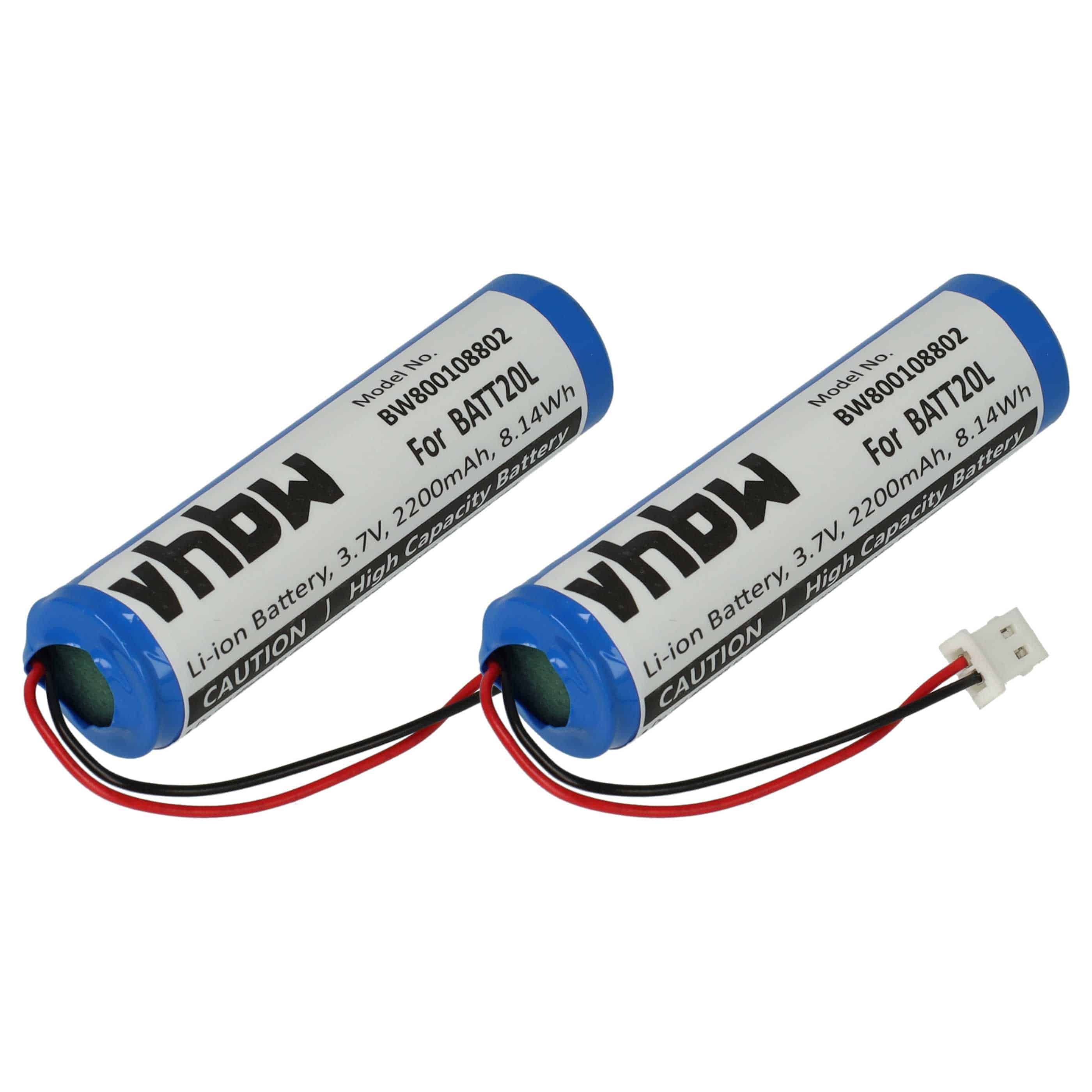 DAB Radio 2x Battery replaces BATT20L - 2200 mAh 3.7 V Li-Ion