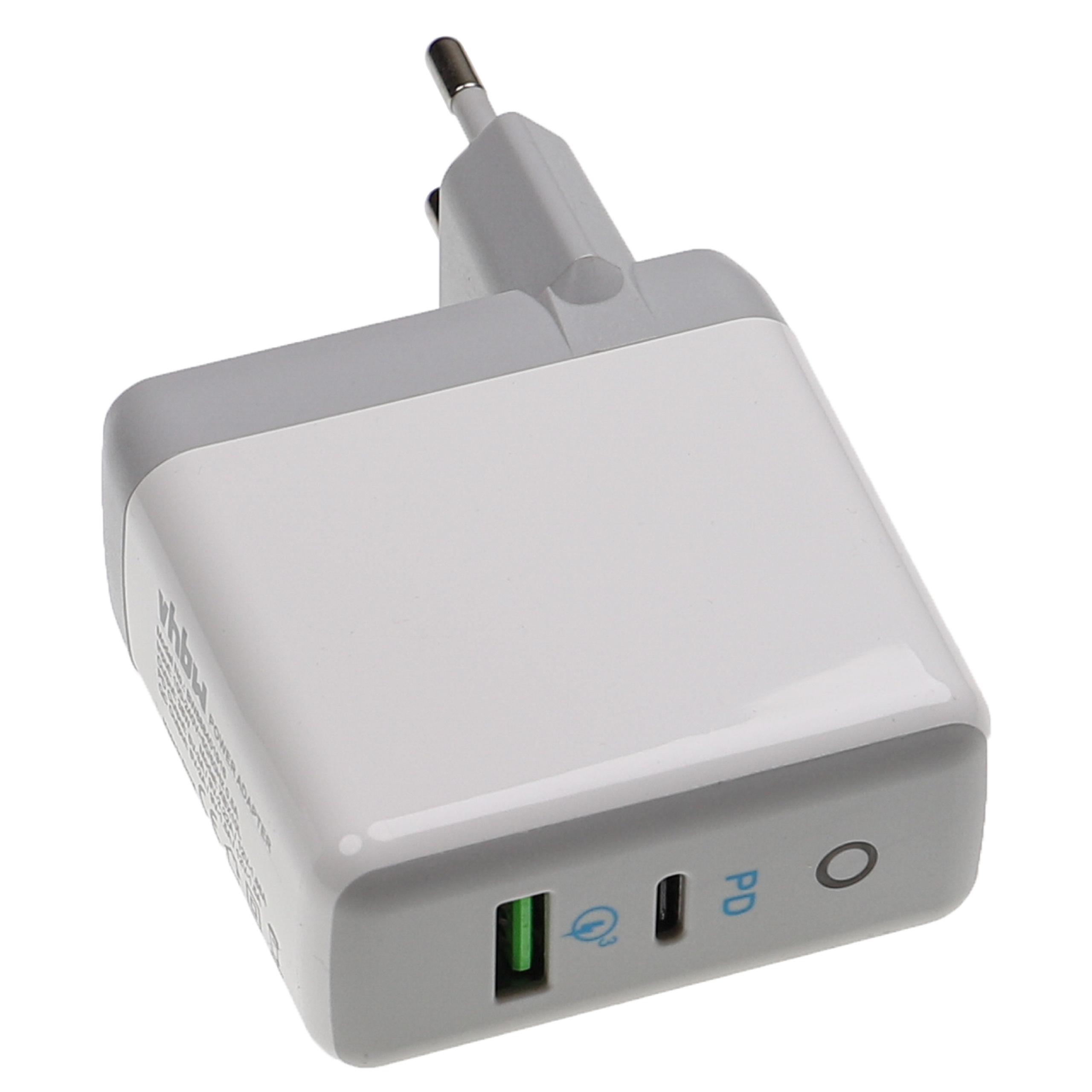 Chargeur secteur 2 ports USB-C pour smartphones, téléphones, tablettes - Adaptateur de charge USB 9 / 12 / 5 V