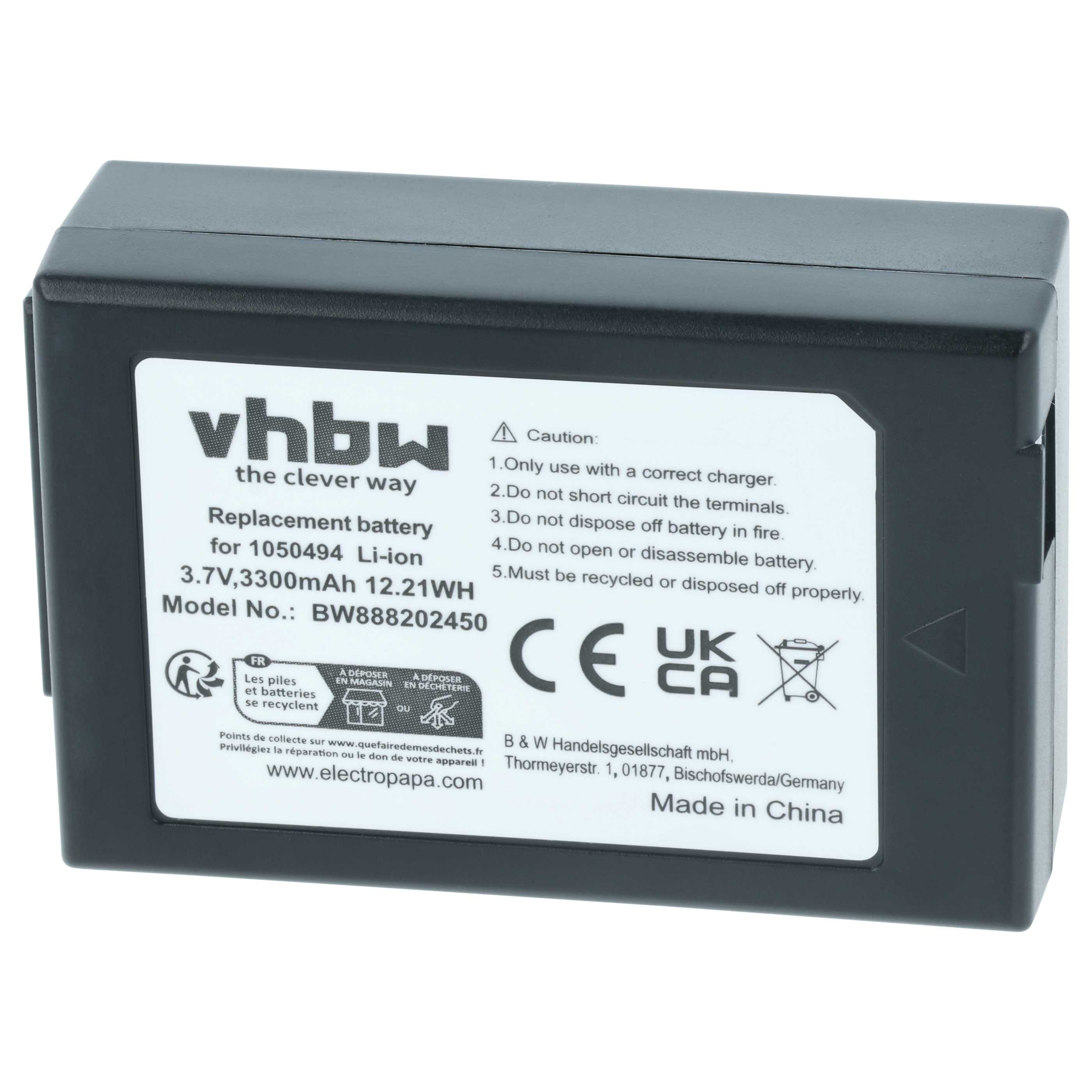 Handheld Computer Battery replaces Psion WA3006, WA3020, 1050494-002, 1050494 - 3300mAh, 3.7V