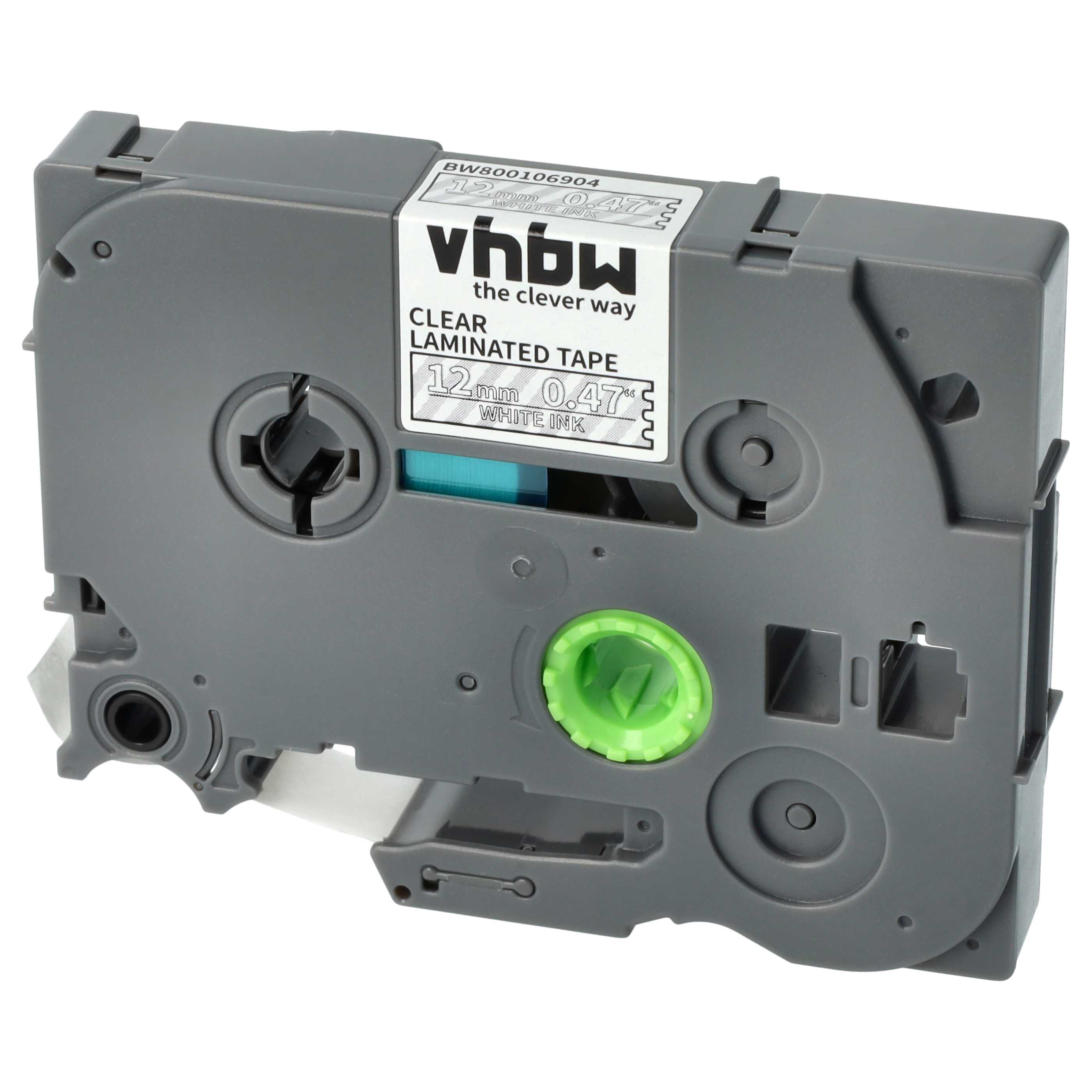 5x Label Tape replaces Brother TZ-135, TZE-135 - 12 mm White to Transparent