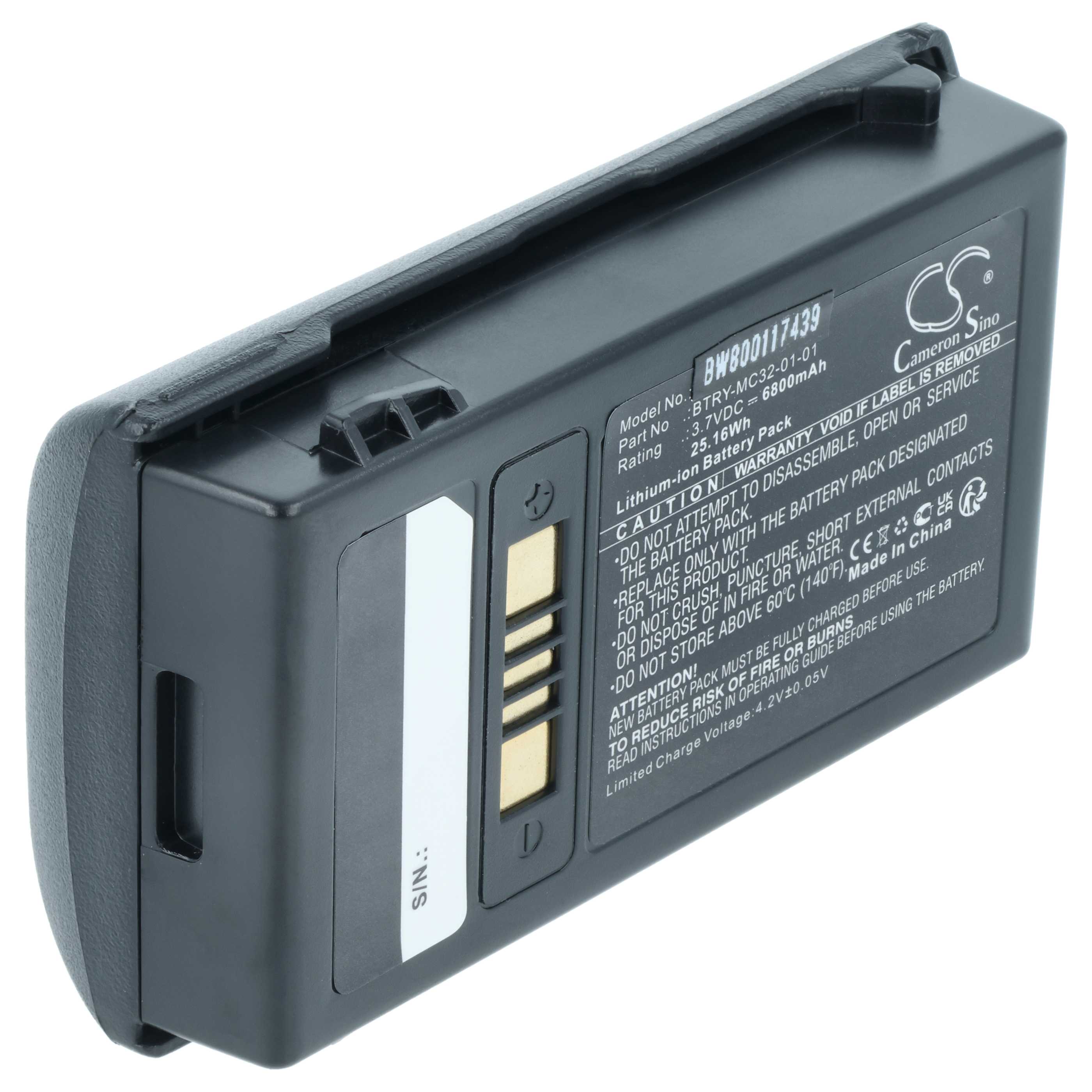 Batería reemplaza Motorola 82-000012-01, BT-000375 para escáner código de barras (6800 mAh, 3,7 V, Li-Ion)