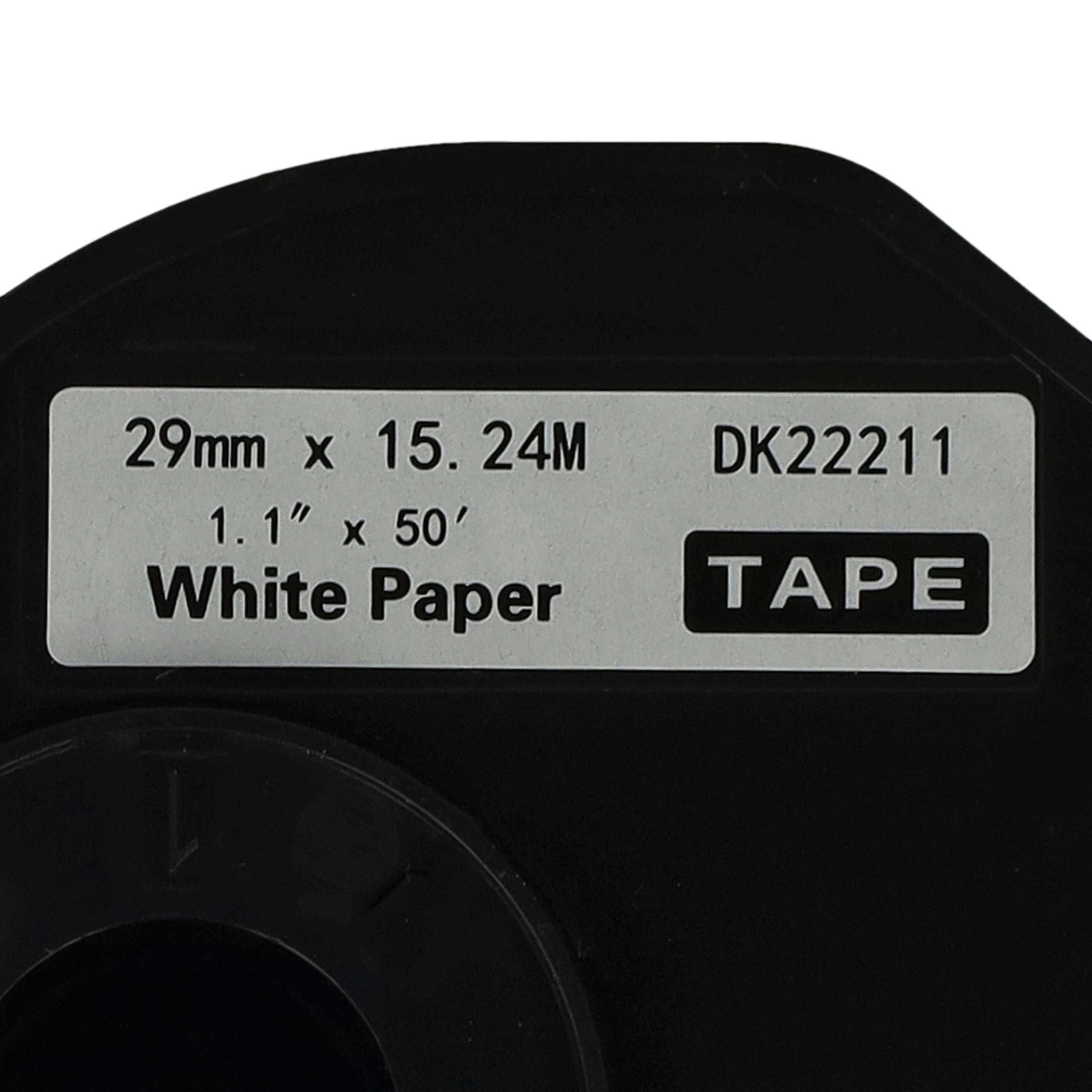 2x Étiquettes remplacent Brother DK-22211 pour imprimante étiqueteuse - 29mm x 15,24m + support