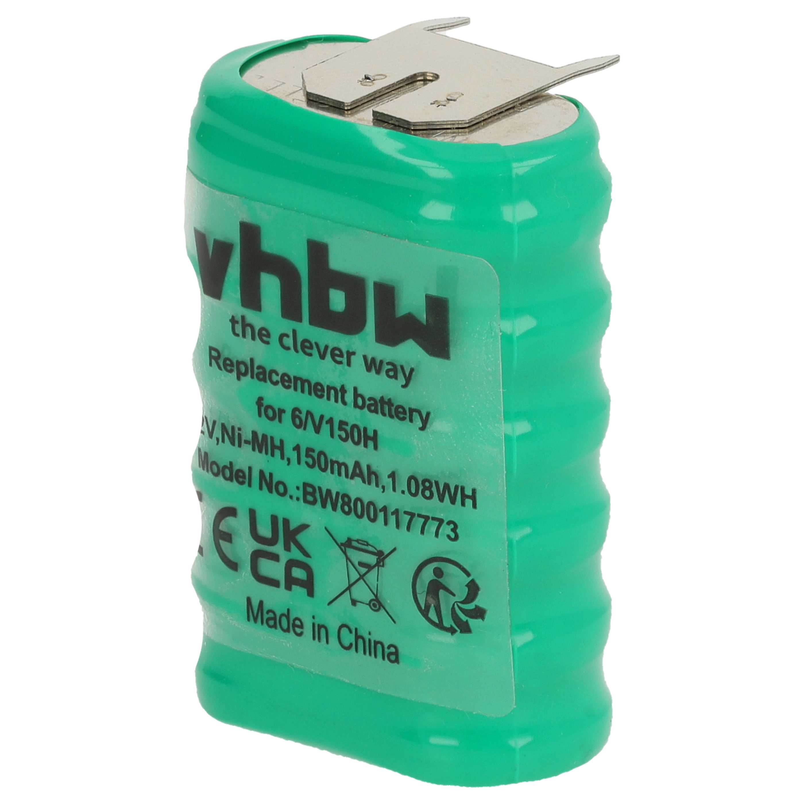 Button Cell Battery Type 6/V150H 3 Pins for Model Building Solar Lamps etc. - 150 mAh 7.2 V NiMH