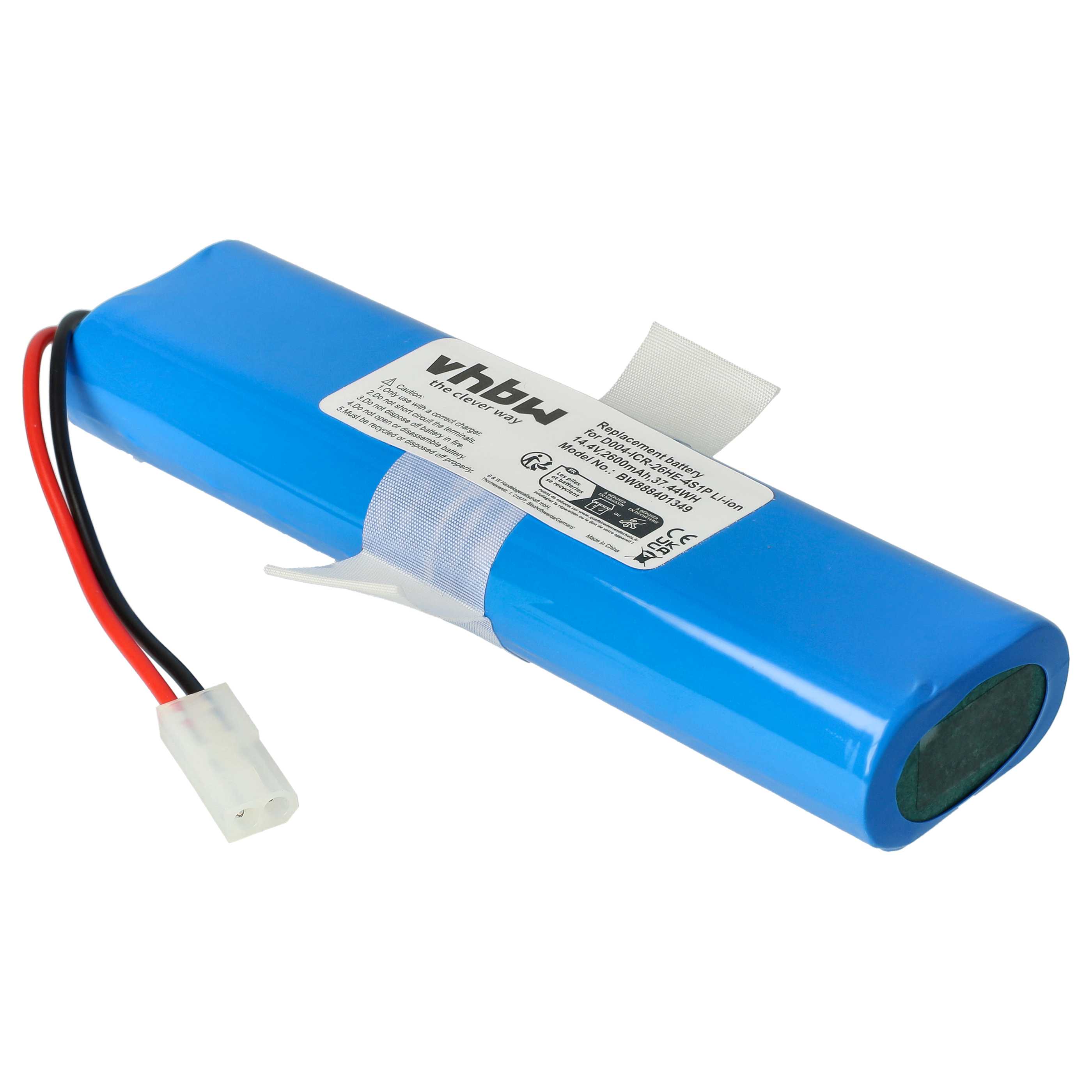 Battery replaces 360 D004-ICR-26HE-4S1P for Moneual etc. 2600mAh, 14.4V, Li-Ion