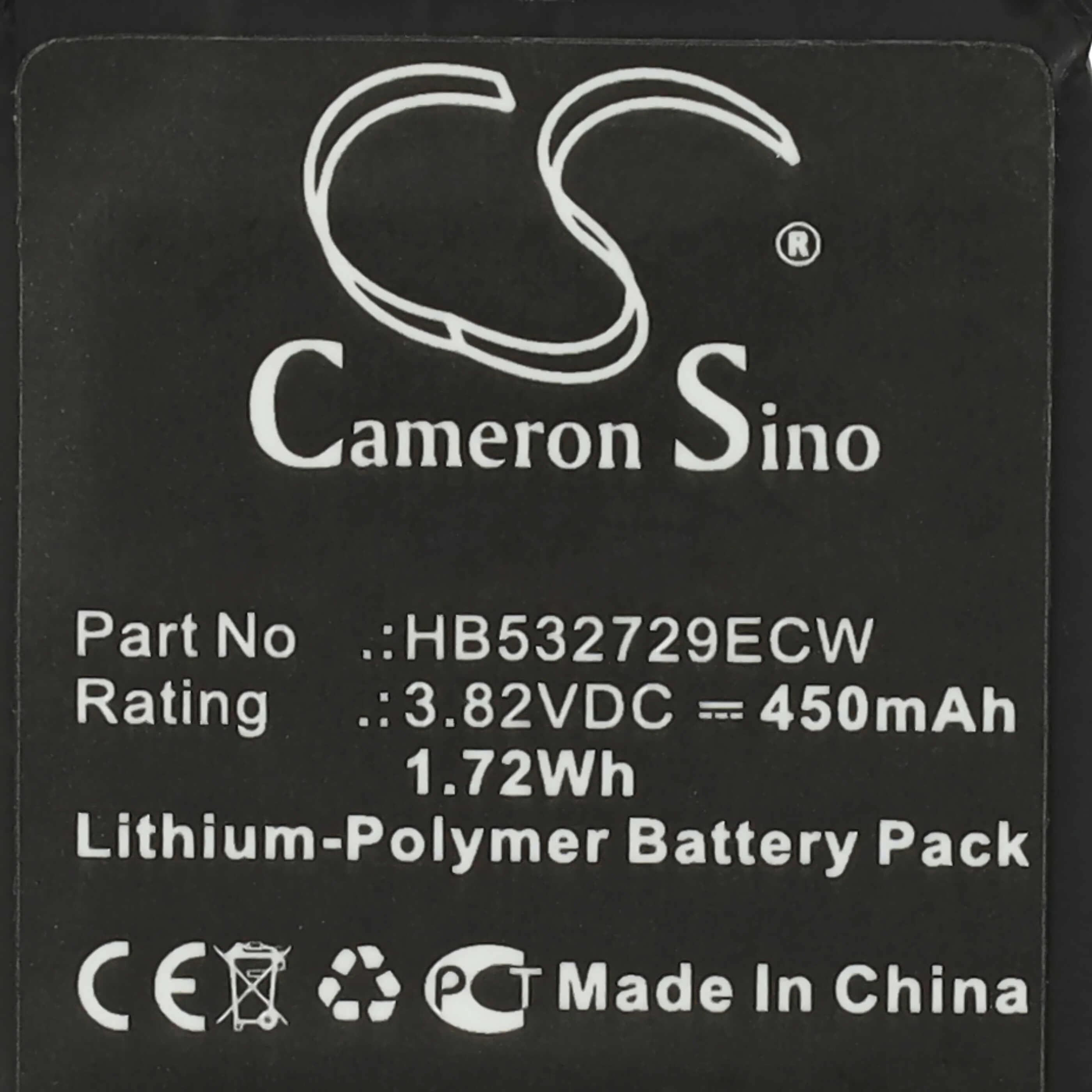 Smartwatch Battery replaces Huawei HB532729ECW - 450 mAh 3.82 V Li-polymer + Tools