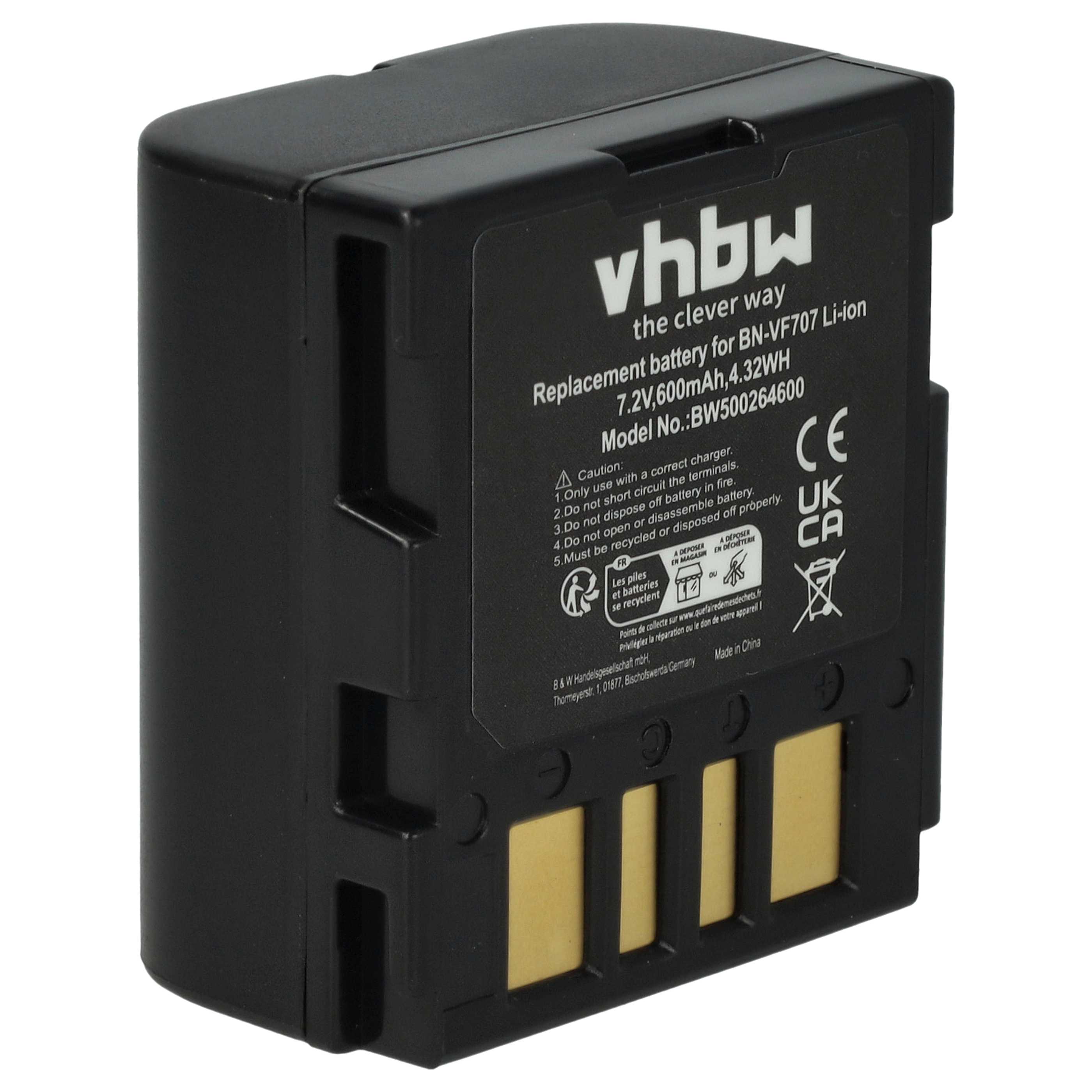 Videocamera Battery replaces JVC BN-VF707U, BN-VF714U, BN-VF714, BN-VF733, BN-VF707 - 600 mAh 7.2 V Li-Ion