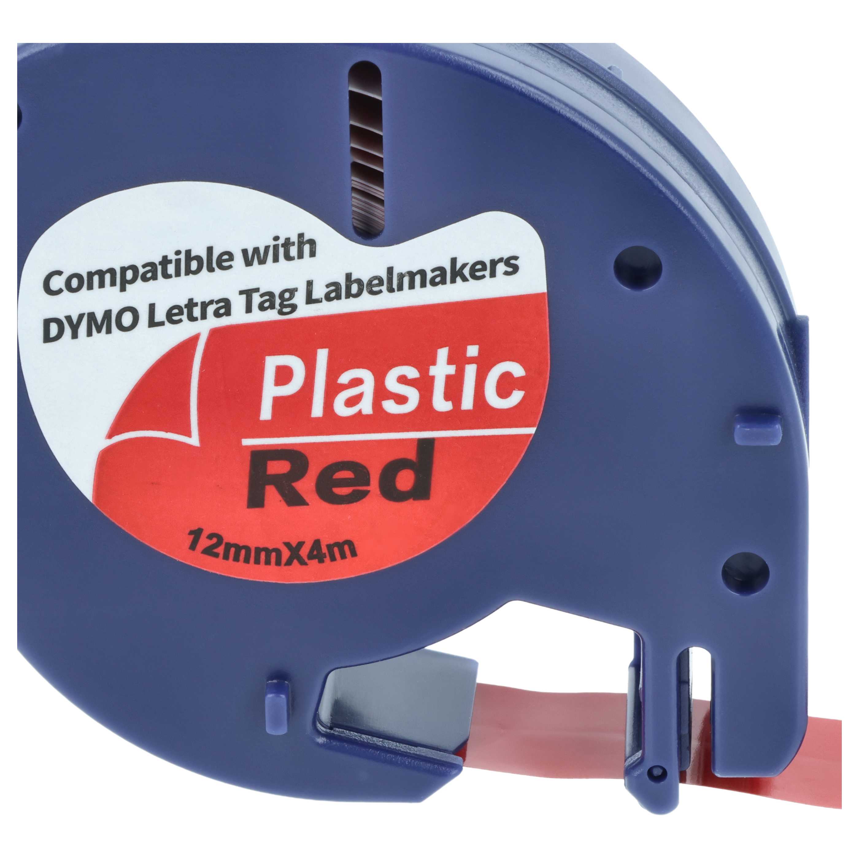 Label Tape replaces Dymo S0721630, 91203 - 12 mm Black to Red