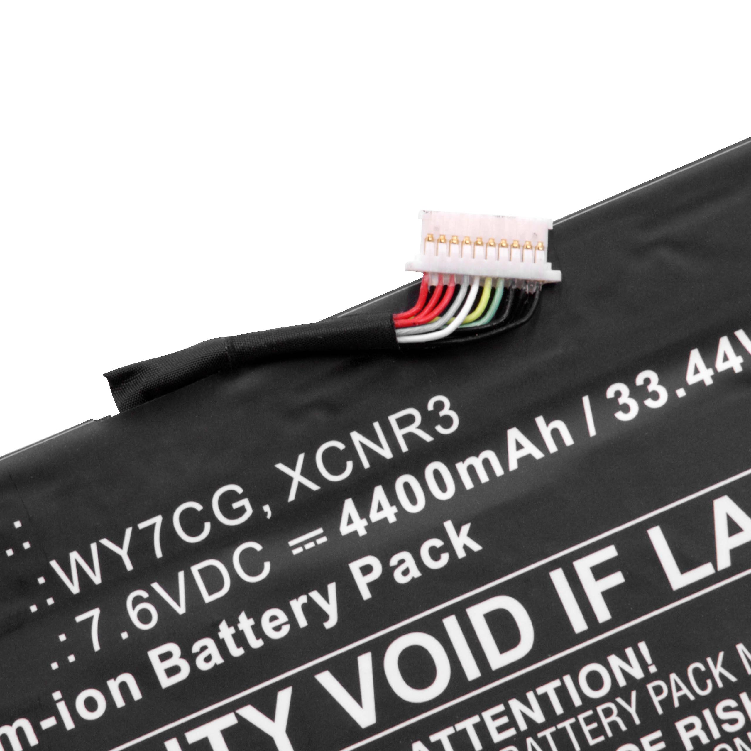 Batterie remplace Dell XCNR3, WY7CG pour ordinateur portable - 4400mAh 7,6V Li-ion