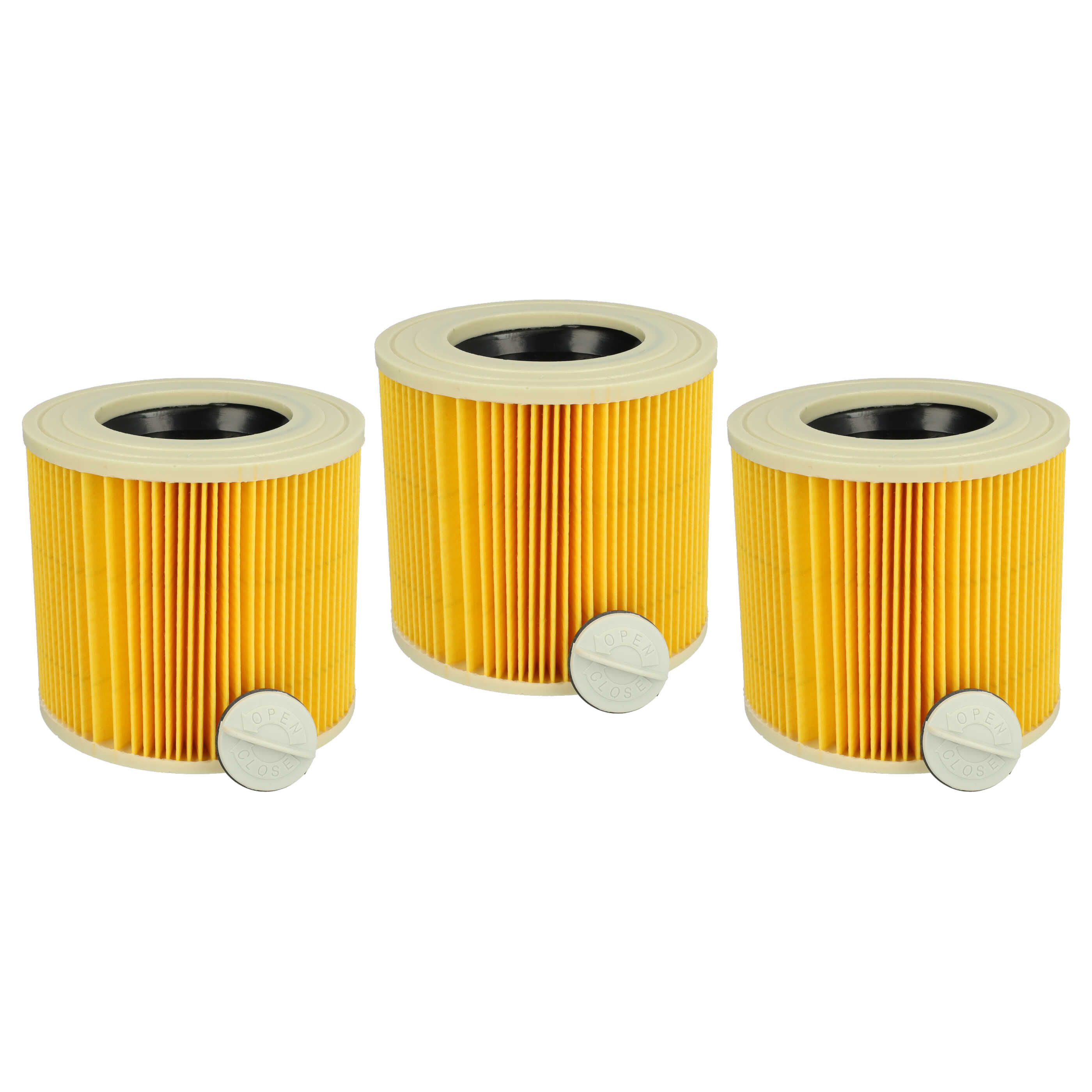 3x cartridge filter replaces Kärcher 2.863-303.0, 6.414-552.0, 6.414-547.0 for Baier Vacuum Cleaner, yellow