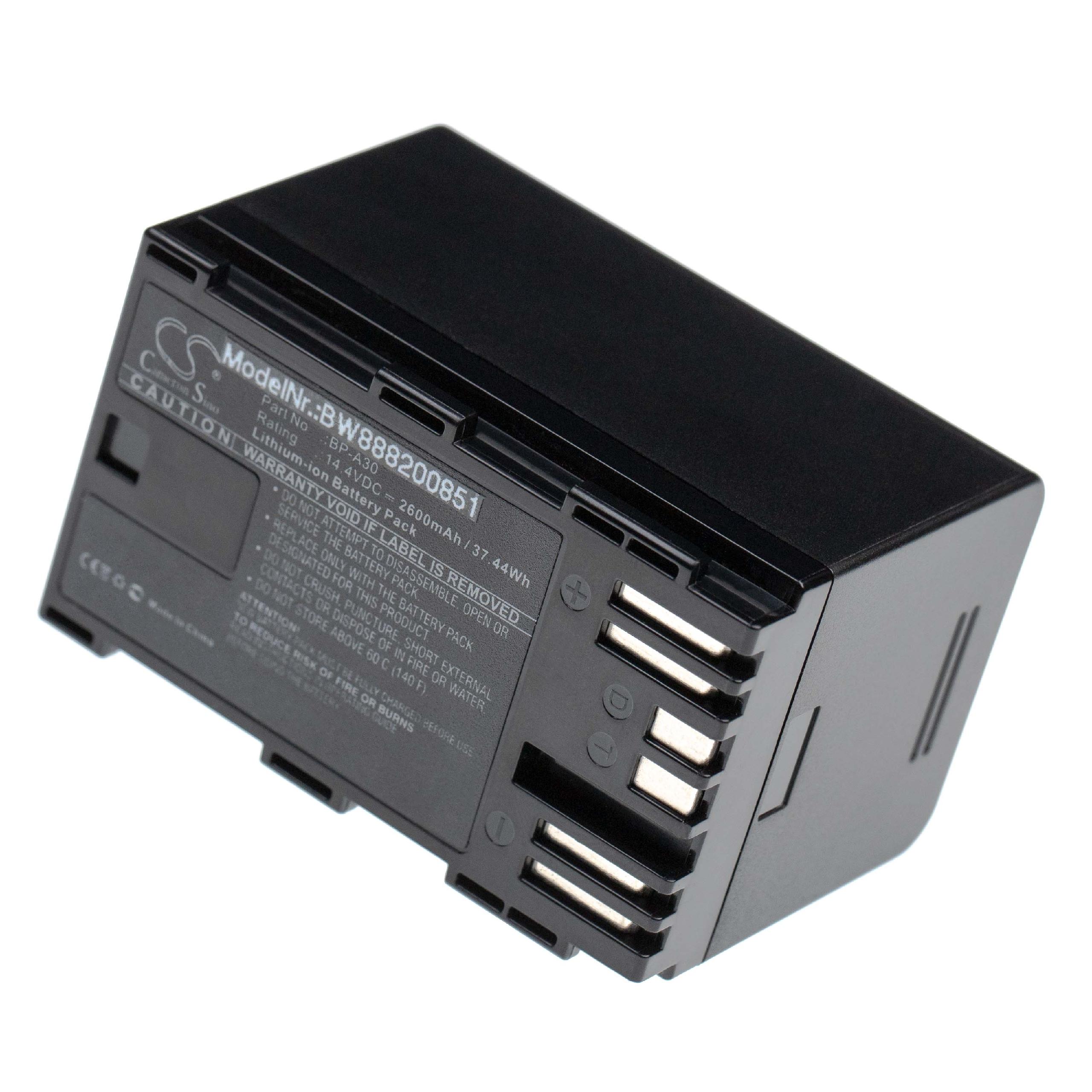 Videocamera Battery Replacement for Canon BP-A30 - 2600mAh 14.4V Li-Ion