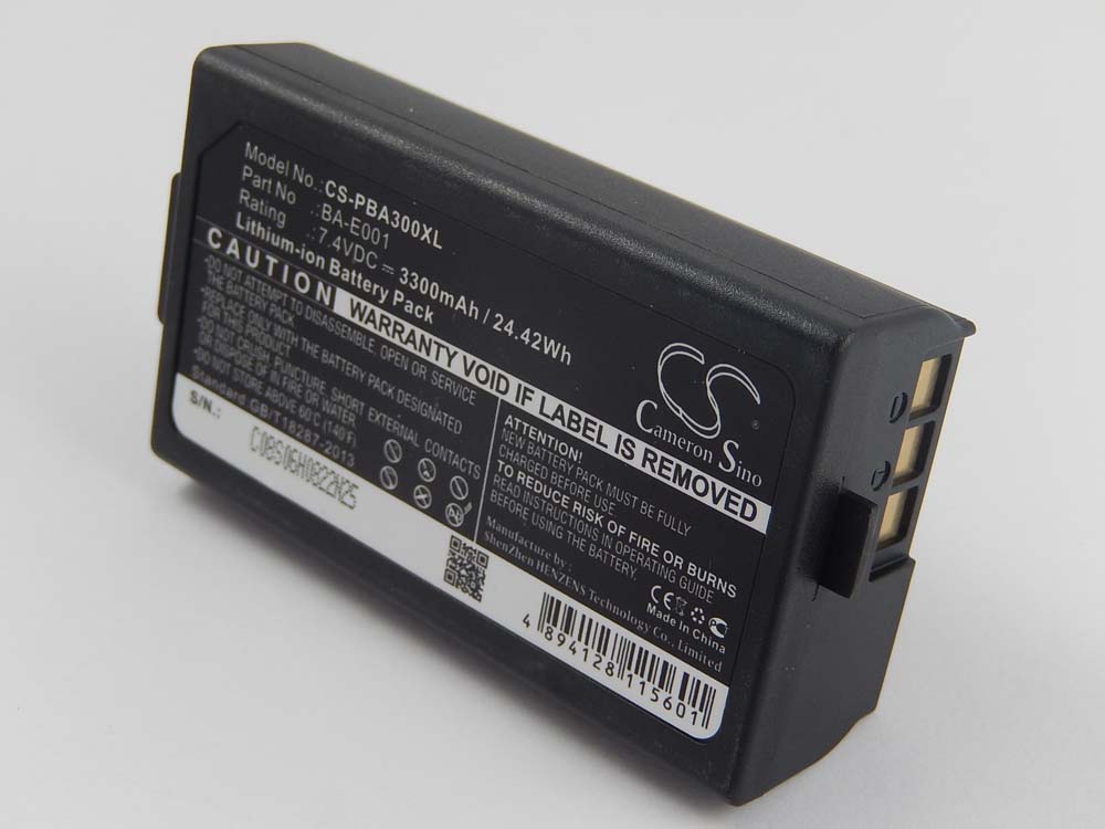 Batterie remplace Brother PJ7, BA-E001 pour imprimante - 3300mAh 7,4V Li-ion