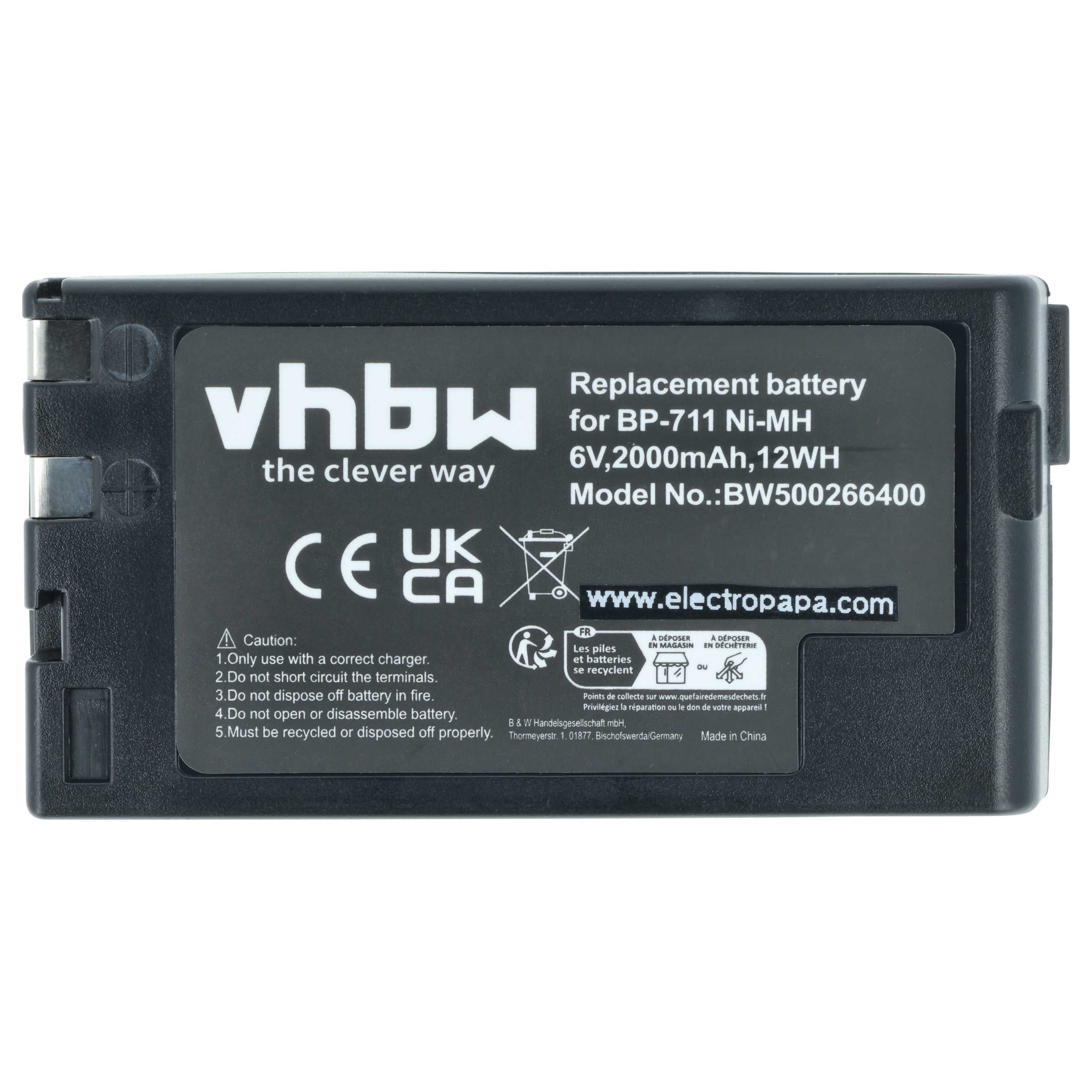 2x Batteria per videocamera sostituisce Canon BP-729, BP-726, BP-722D, BP-714, BP-711 - 2000mAh 6V NiMH