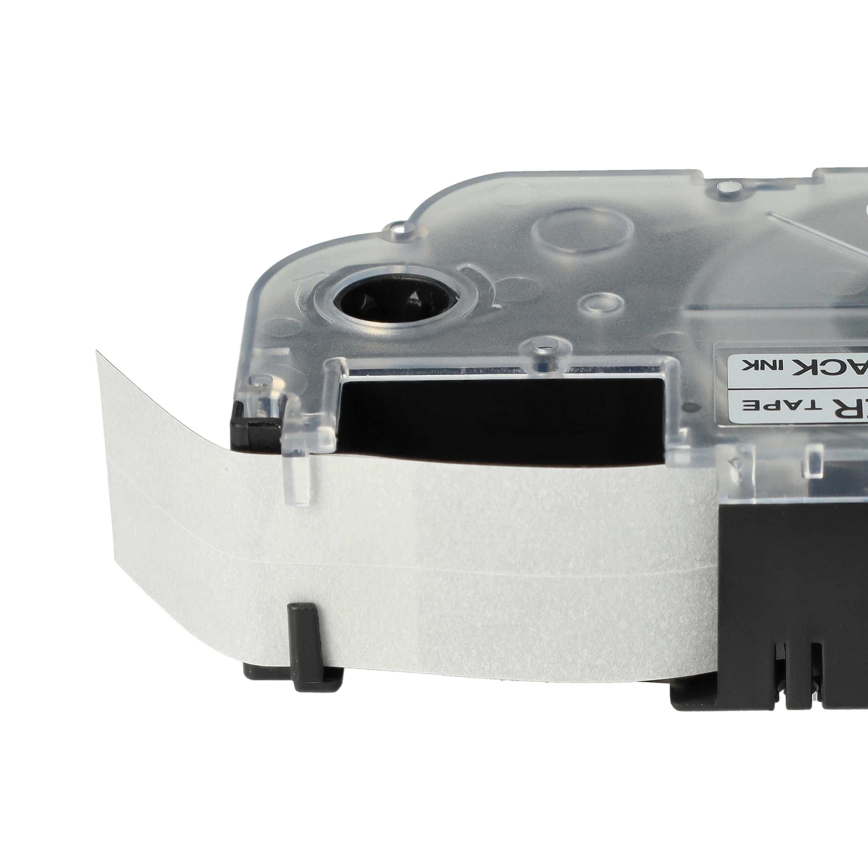 Label Tape replaces Casio XR-18SR1, XR-18SR - 18 mm Black to Silver