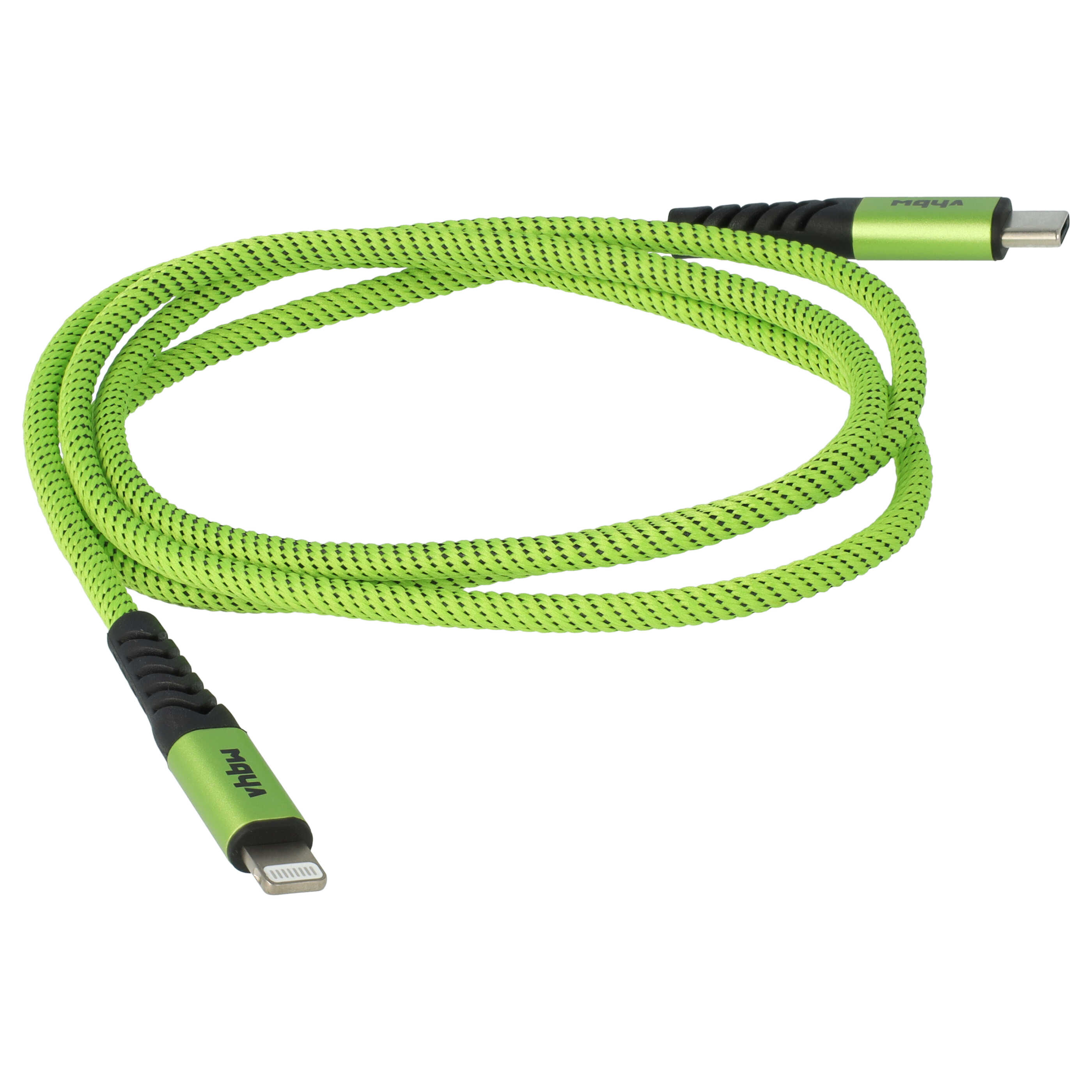 Câble Lightning vers USB C, Thunderbolt 3 pour iOS - noir / vert, 100cm