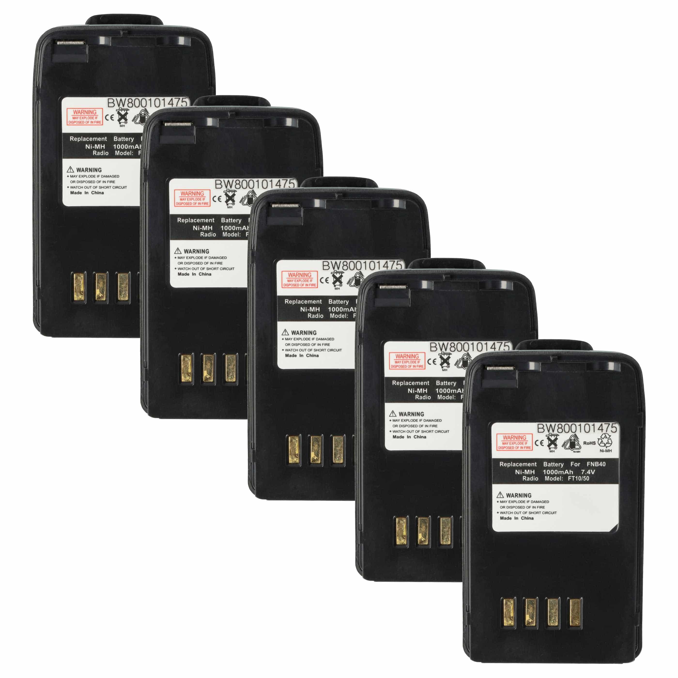 Radio 5x Battery replaces FNB-41, FNB-40 - 1000 mAh 7.4 V NiMH + Belt Clip