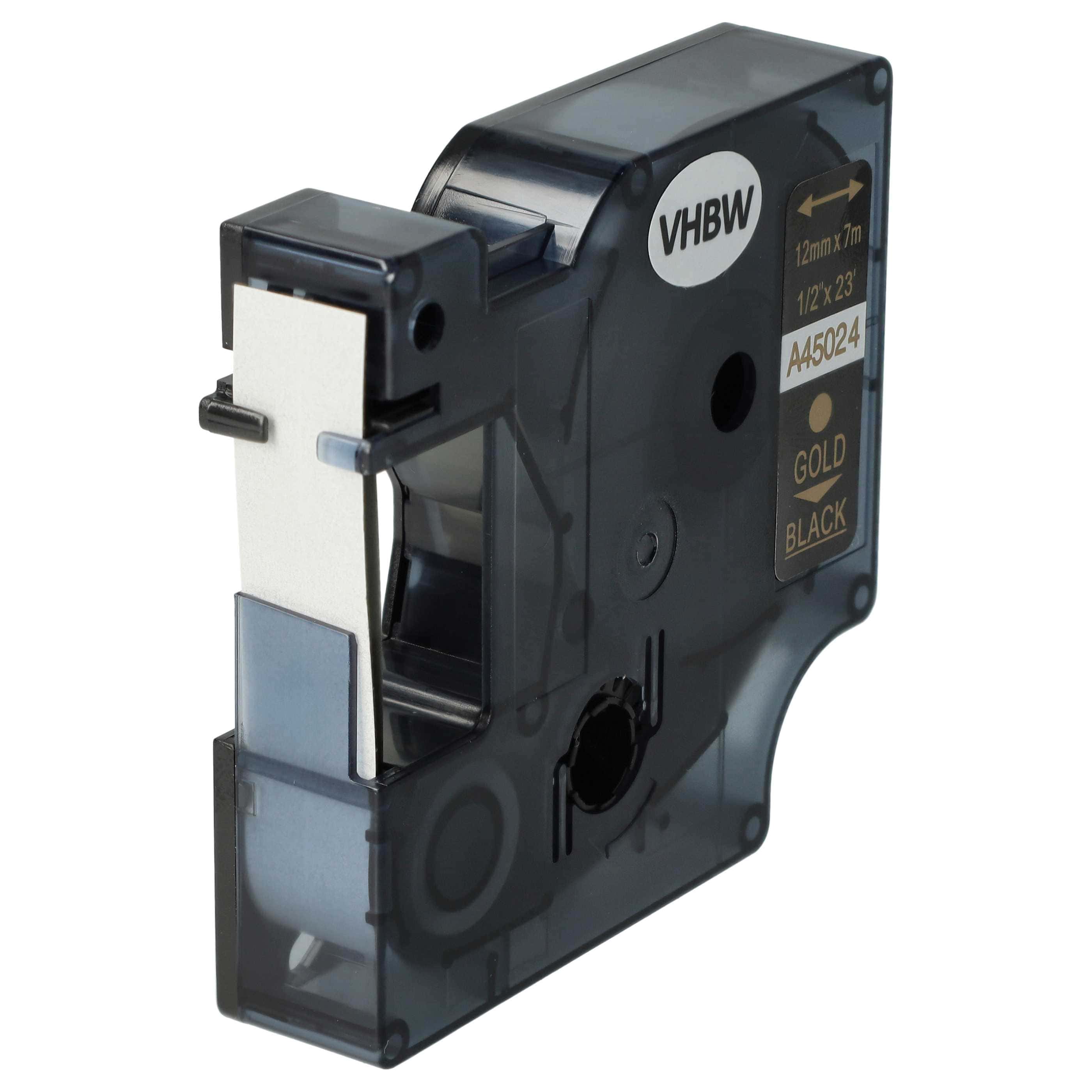 Label Tape replaces Dymo D1, 45024 - 12 mm Gold to Black