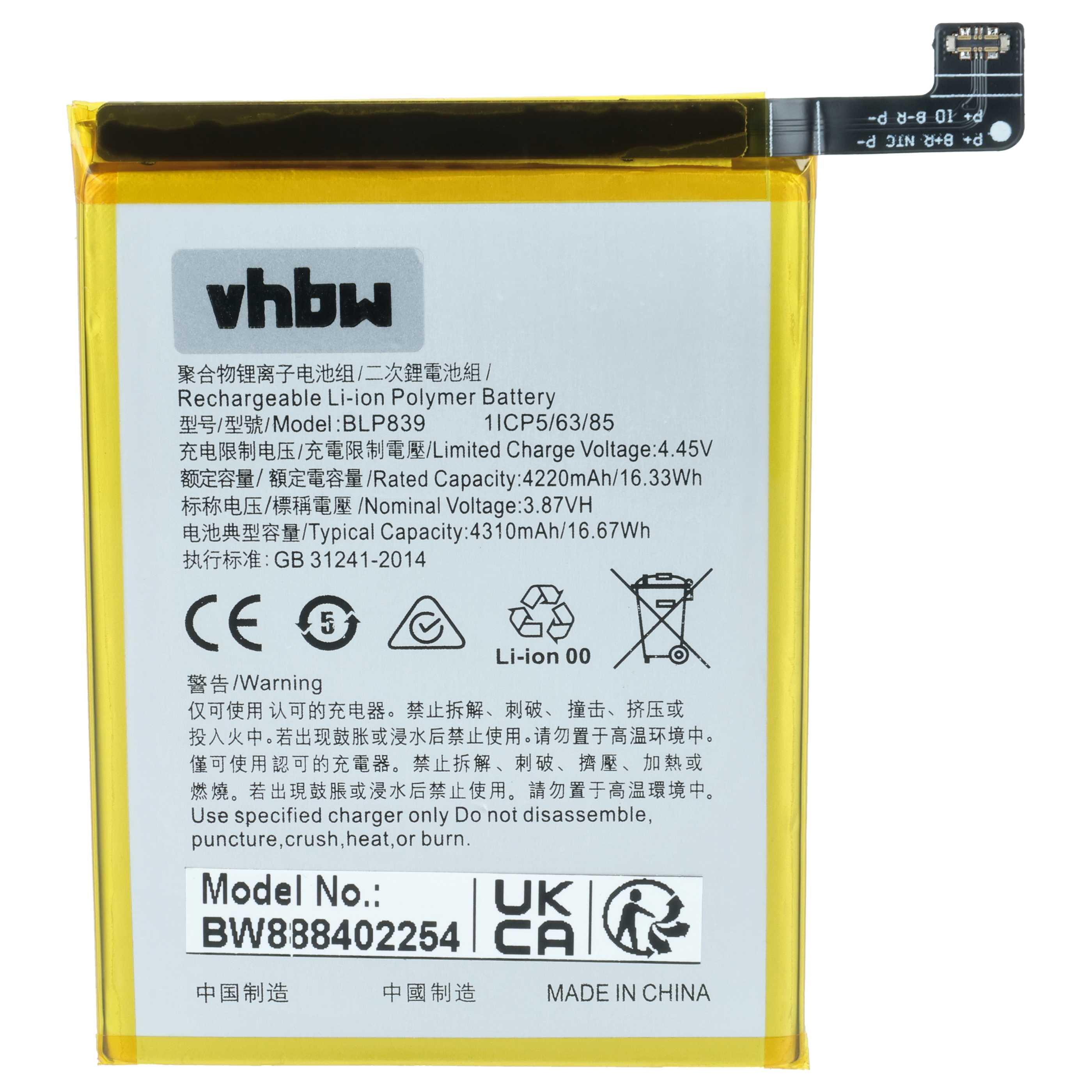 Akumulator do telefonu smartfona zamiennik Oppo BLP839 - 4000 mAh 3,87 V LiPo