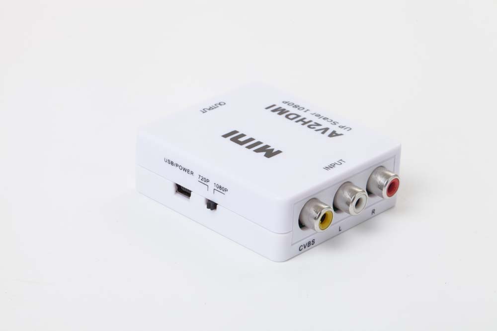 Adaptador Cinch a HDMI, upscaler, AV RCA convertidor de audio y vídeo compuesto - Con cable USB mini blanco
