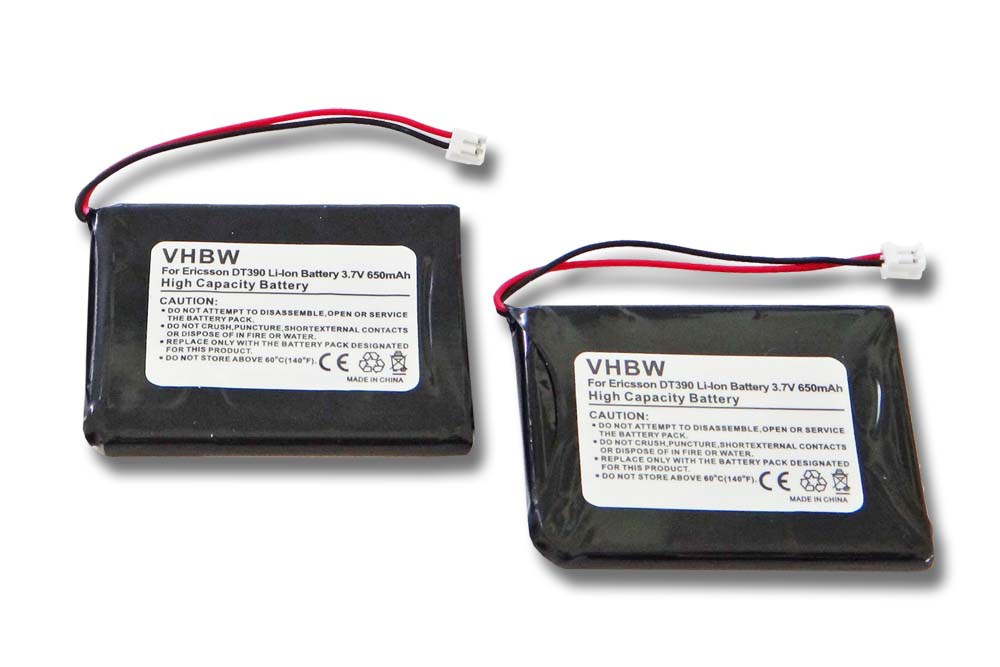 Batteria (2x pezzo) per telefono sostituisce Aastra BKB 201 010/1, FA01302005 Ericsson - 650mAh 3,7V Li-Ion