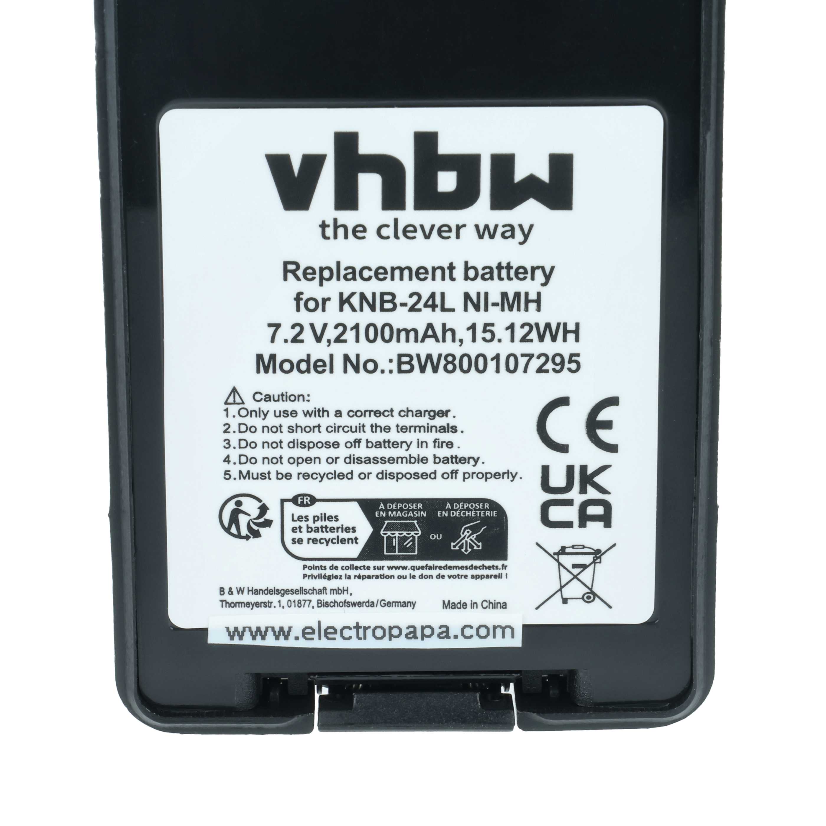 Batteria sostituisce Kenwood KNB-24L, KNB-24LX, KNB-24, KNB-24Li per dispositivo radio - 2100mAh 7,2V NiMH