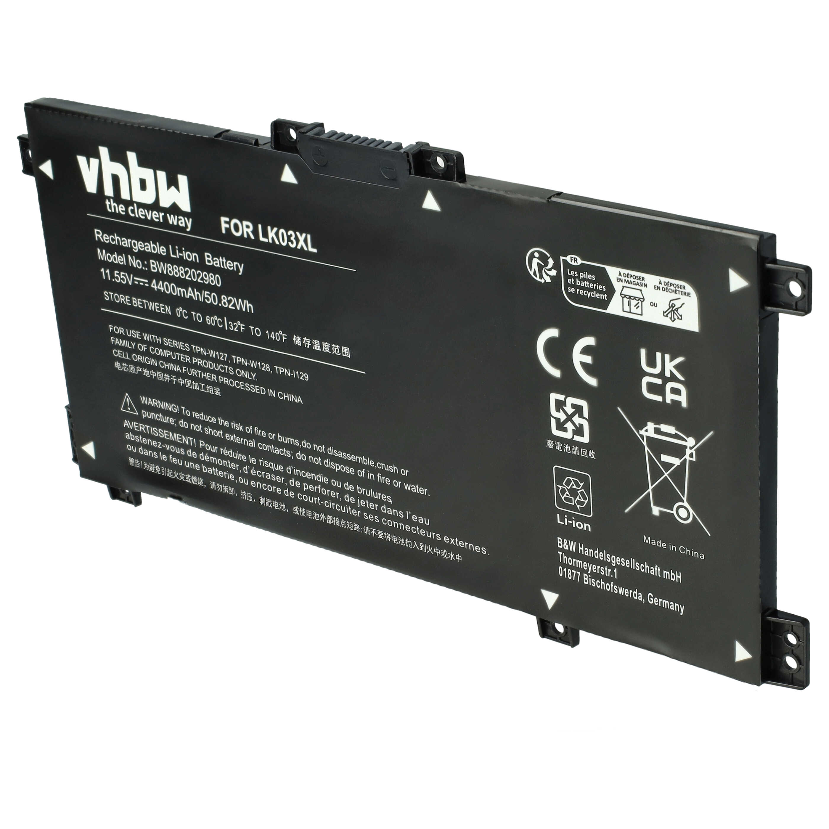 Notebook Battery Replacement for HP 916368-541, 916368-421, 916814-855 - 4400 mAh 11.55 V Li-polymer
