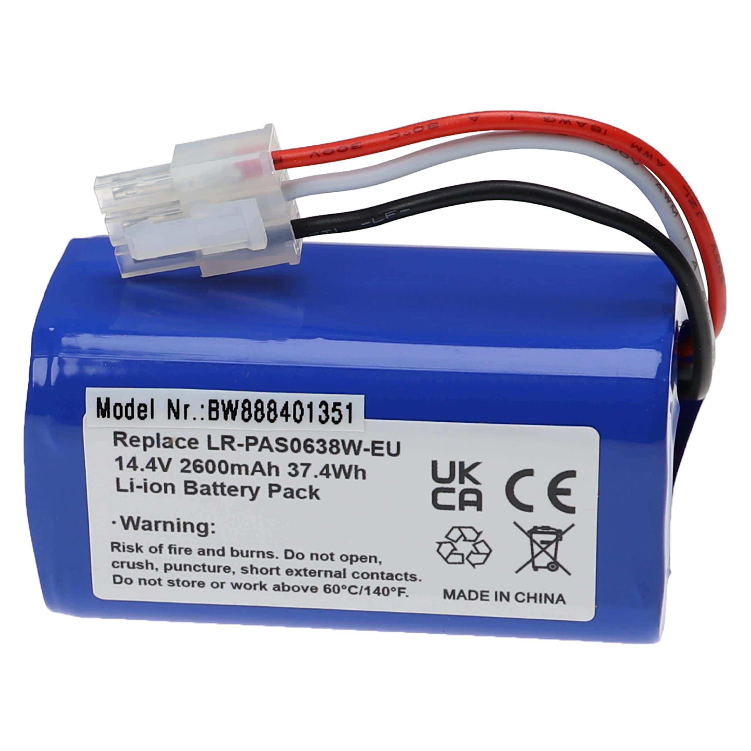 Batterie remplace 360 LR-PAS0638W-EU, INR18650 M264S1P pour aspirateur - 2600mAh 14,4V Li-ion