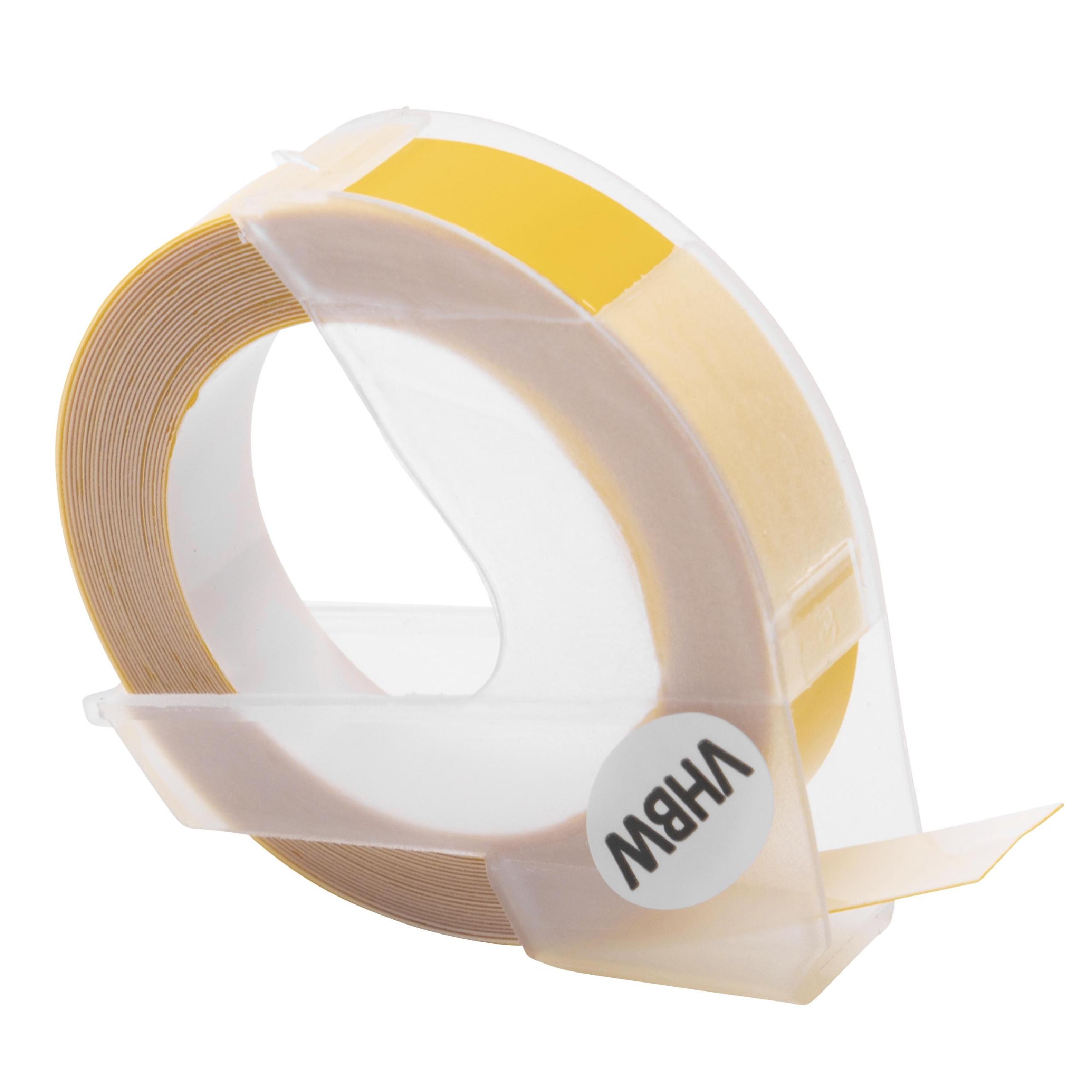 3D Embossing Label Tape as Replacement for Dymo S0898160, 520108 - 9 mm White to Yellow