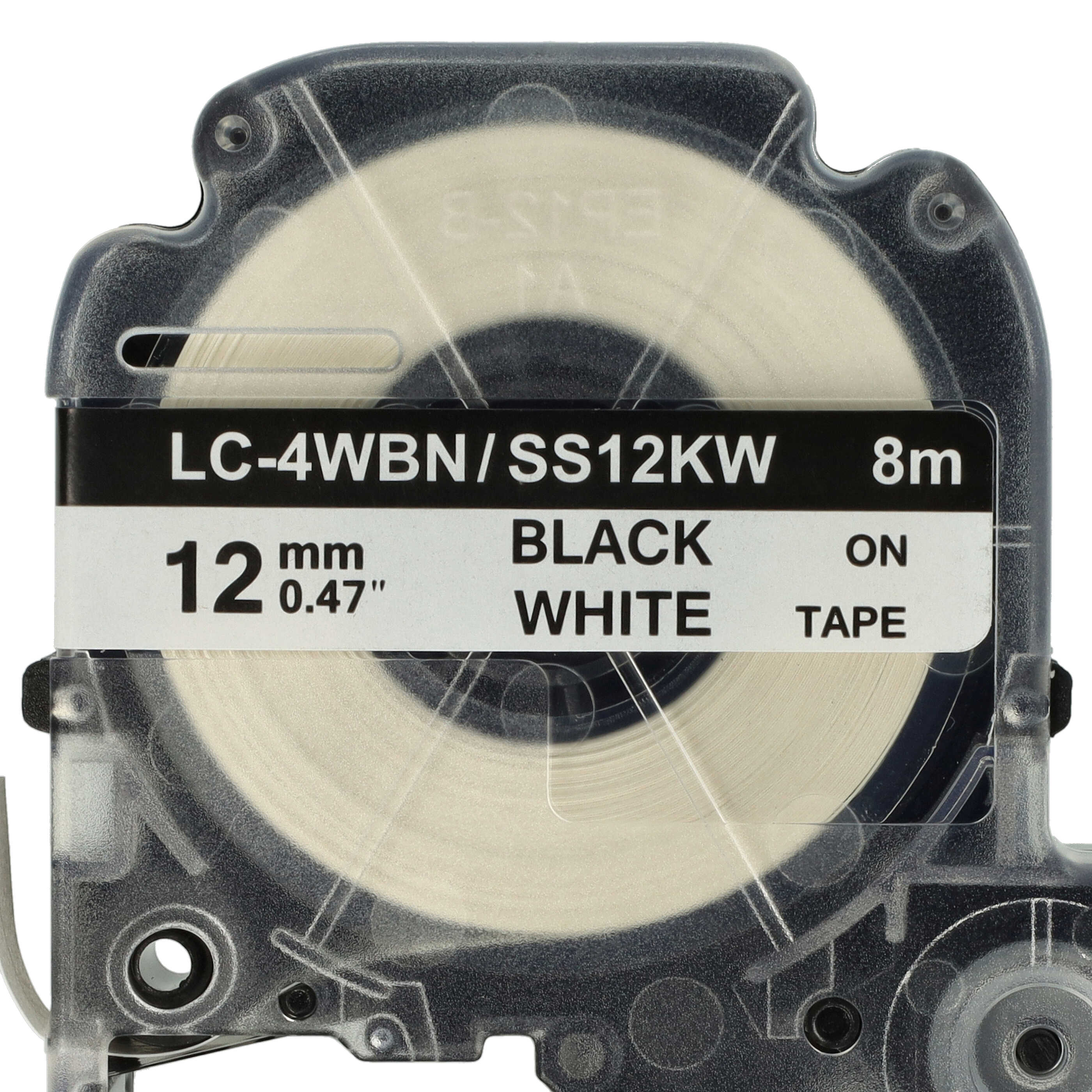 3x Schriftband als Ersatz für Epson SS12KW, LC-4WBN - 12mm Schwarz auf Weiß