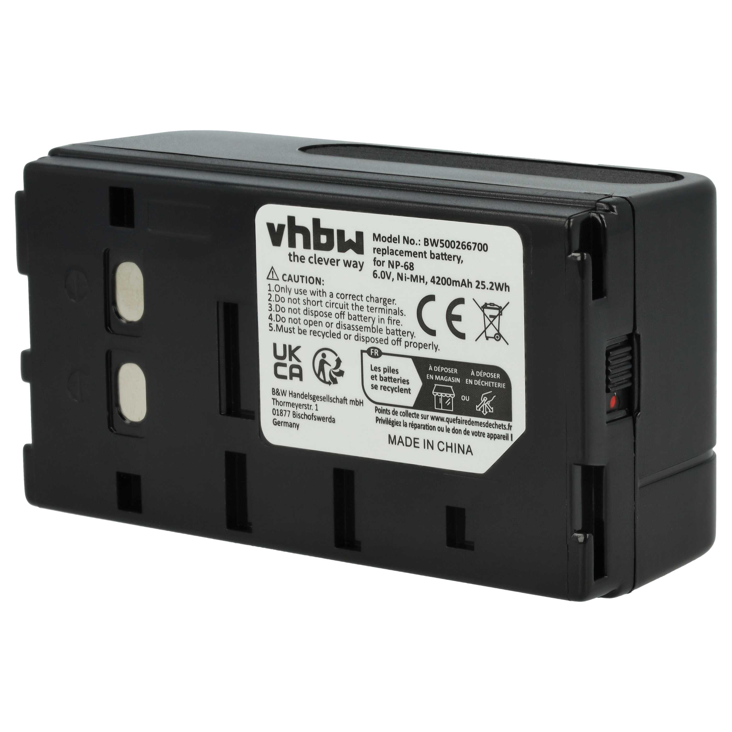 2x Battery replaces JVC BN-V65U, BN-V22U, BN-V25U, BN-V50U - 4200mAh, 6V, NiMH