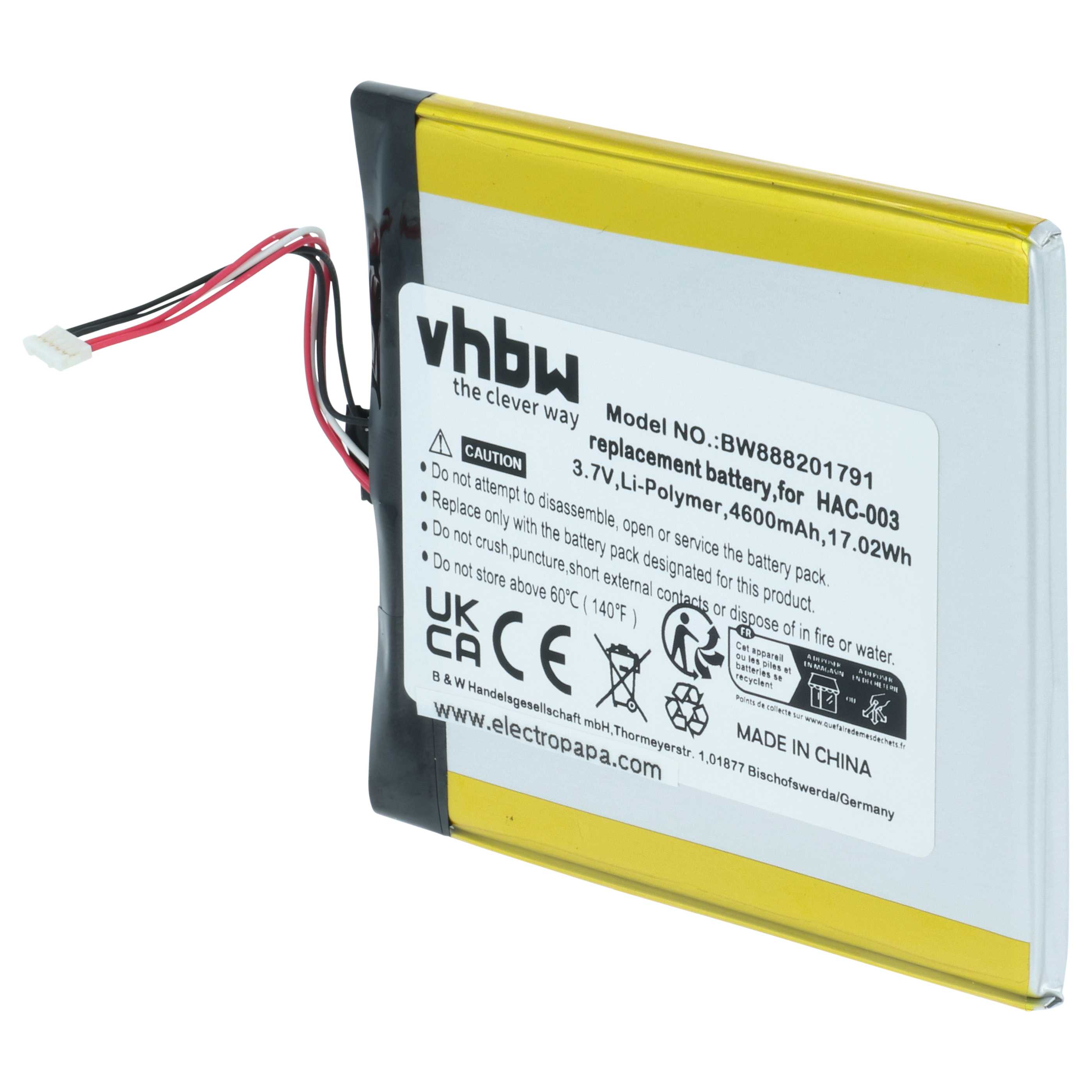 Games Console Battery replaces Nintendo HAC-A-BPHAT-C0, HAC-003 - 4600 mAh 3.7 V Li-polymer