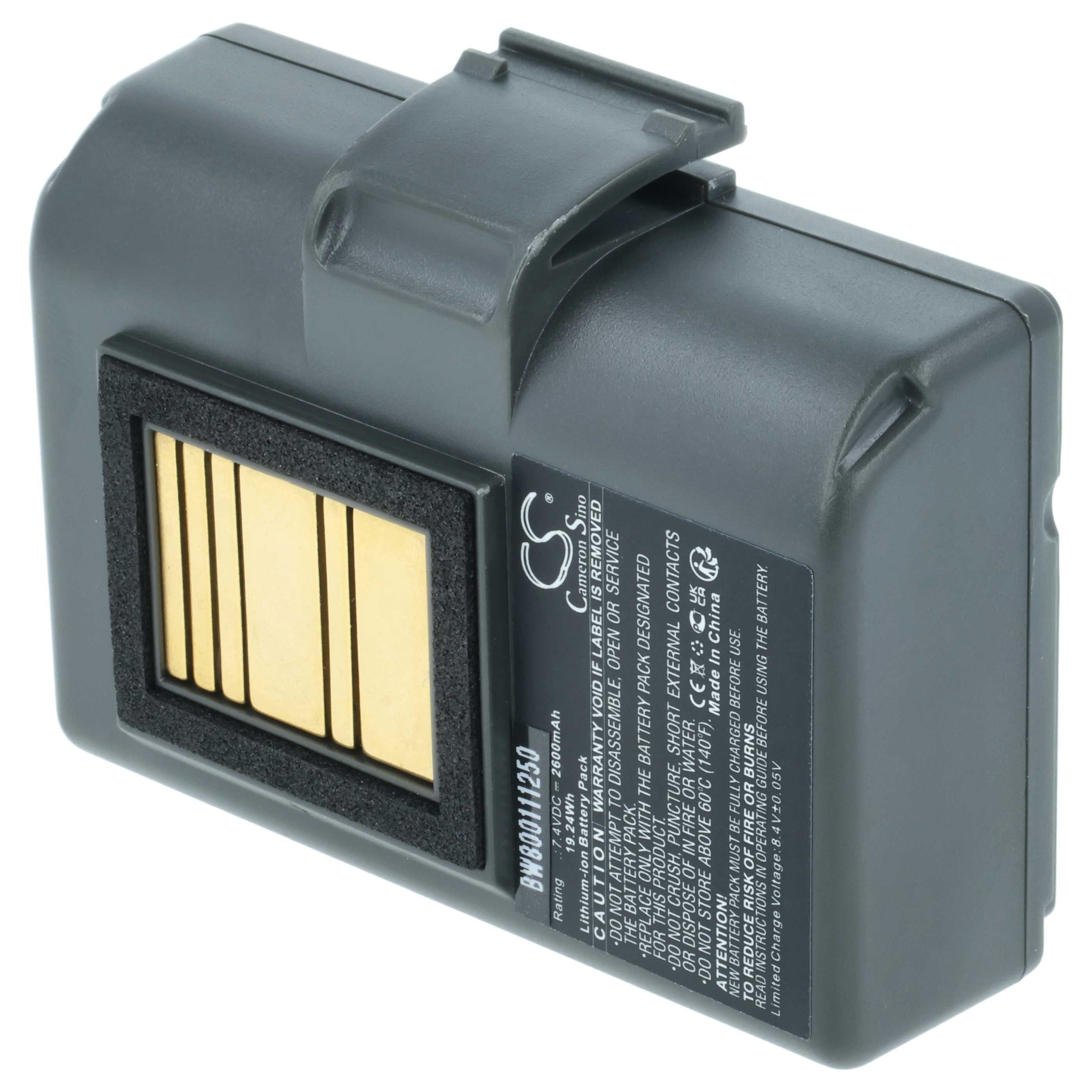 Batteria sostituisce Zebra AT16004, BTRY-MPP-34MA1-01, BTRY-MPP-34MAHC1-01 per stampante - 2600mAh 7,4V Li-Ion