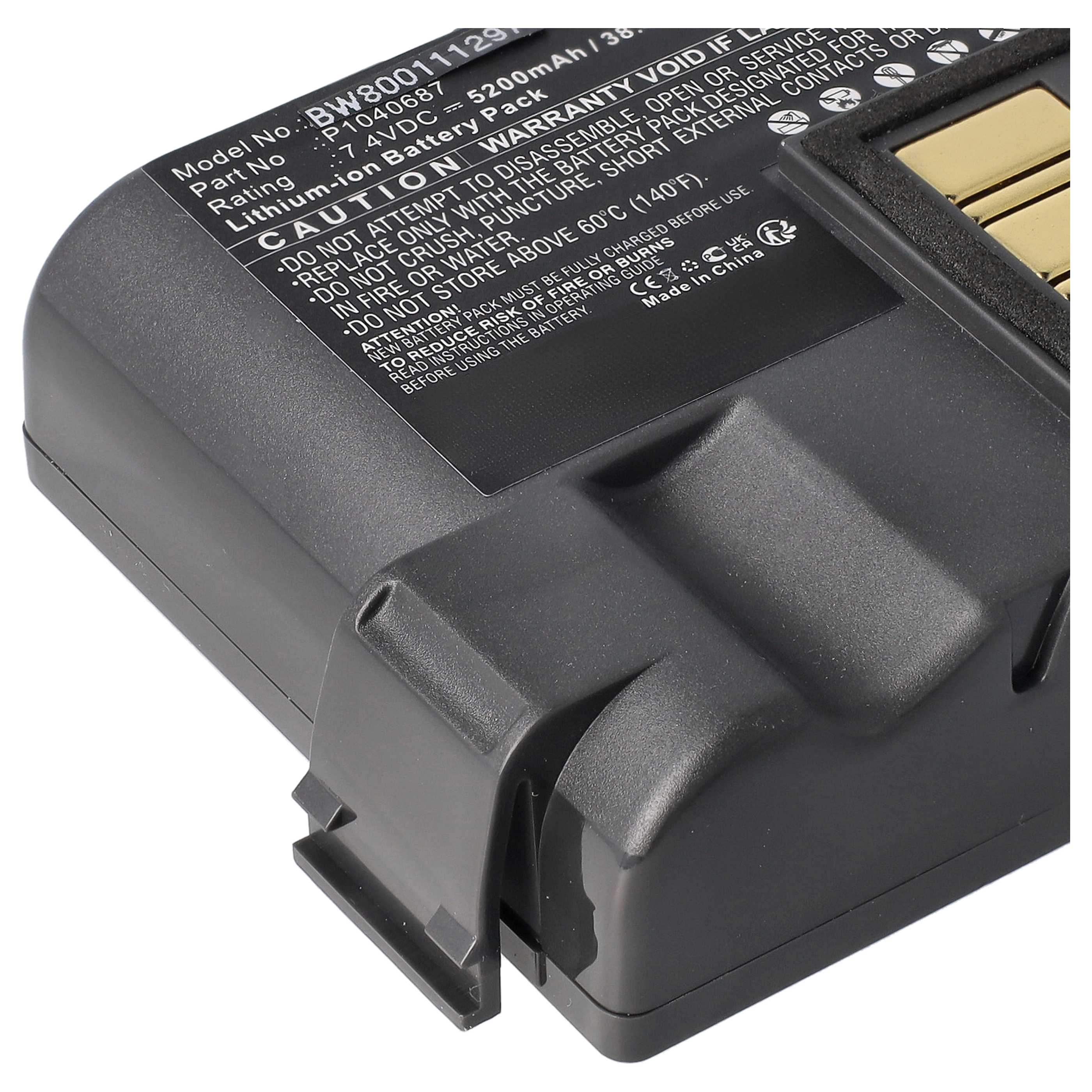 Printer 2x Battery replaces Zebra BTRY-MPP-68MA1-01, P1050667-016, P1040687 - 5200 mAh 7.4 V Li-Ion