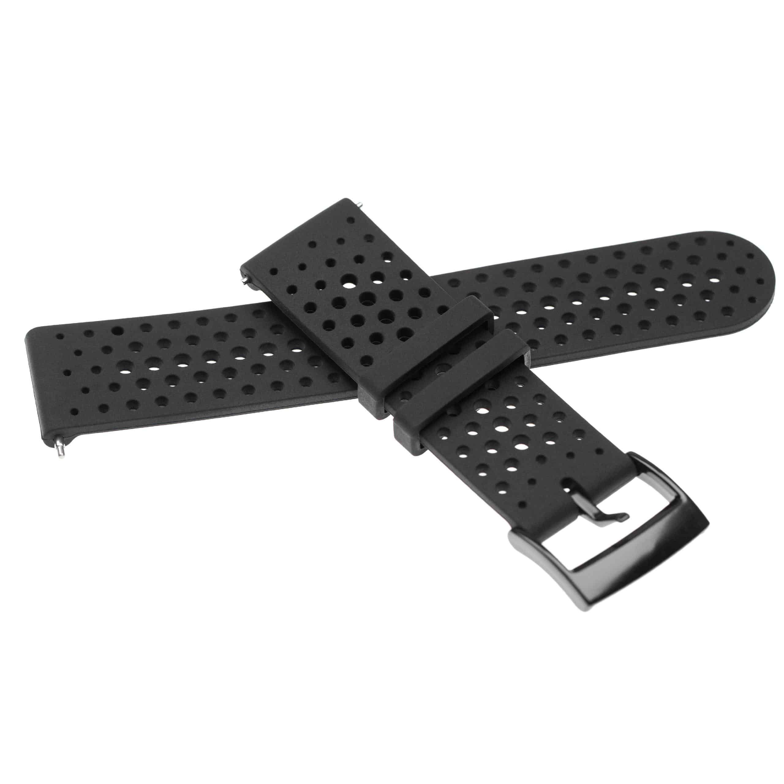 Bracelet pour montre intelligente Suunto - 13,4 + 9,5 cm de long, 24mm de large, silicone, noir
